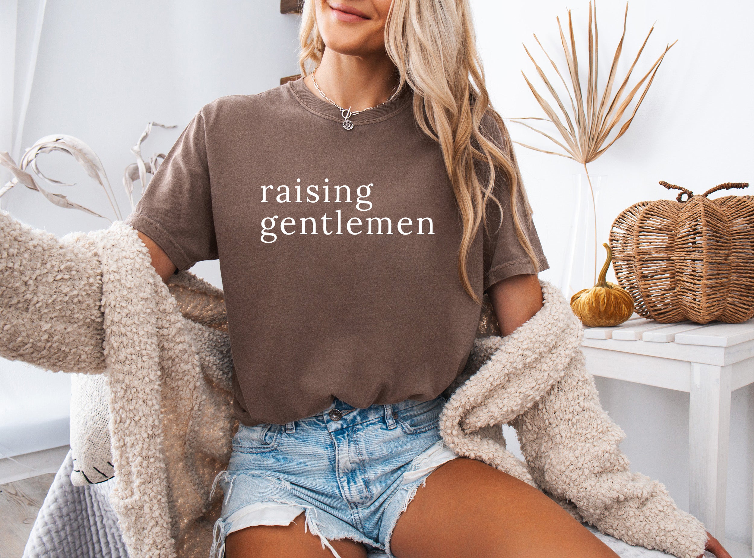 Raising Gentlemen Boy mom Garment Dyed T Shirt (serif)