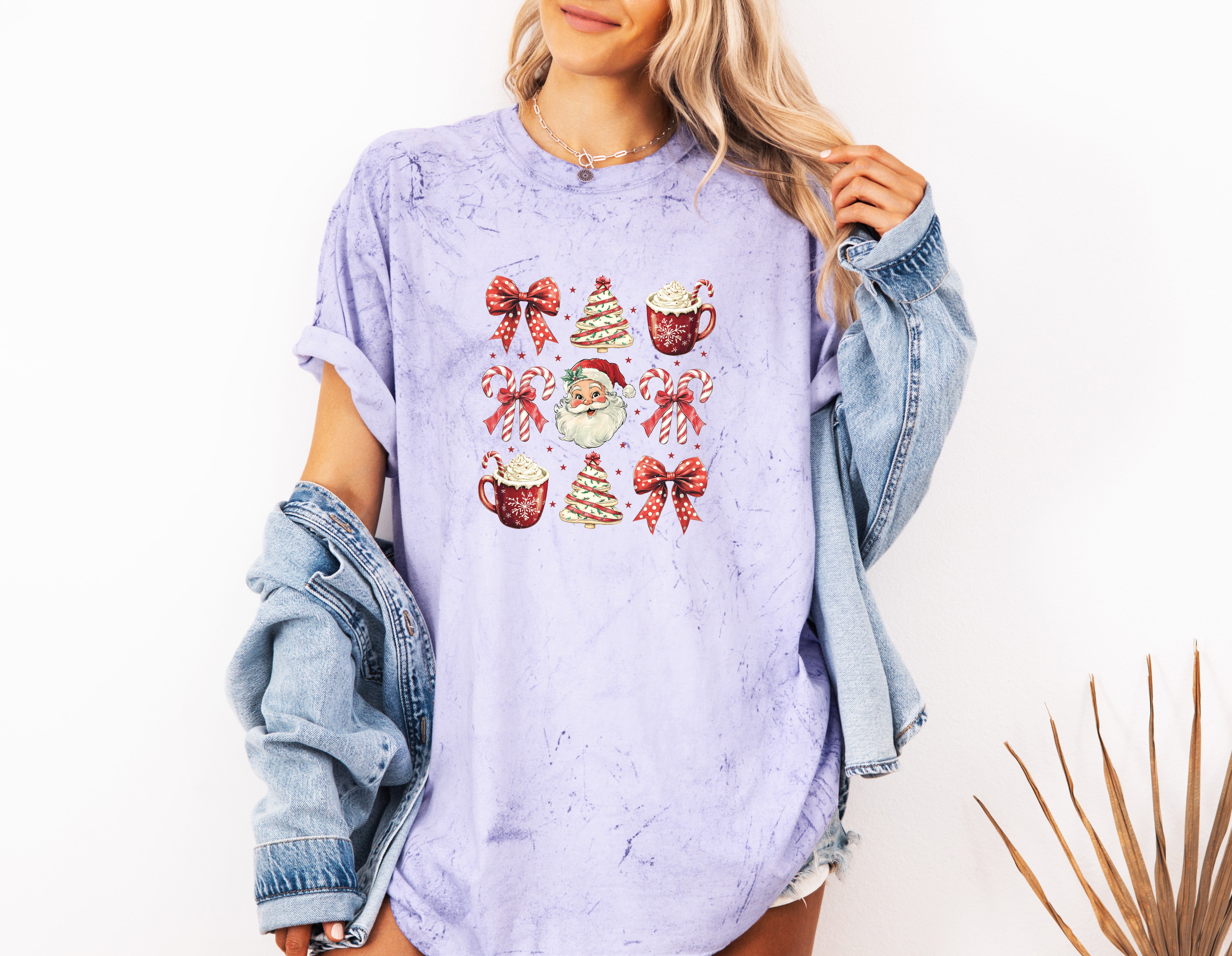 Christmas Tree Santa Hot Chocolate Christmas fall winter Comfort Colors Garment Dyed T Shirt