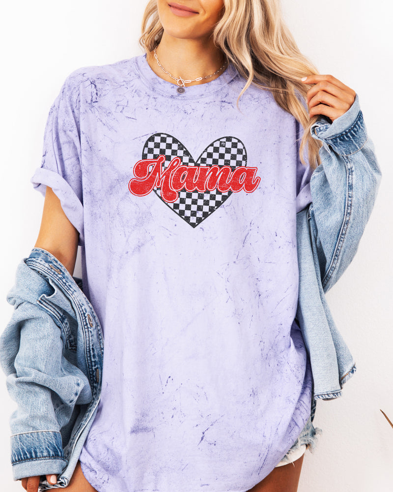 Mama Love Comfort Colors T Shirt (Checkered)