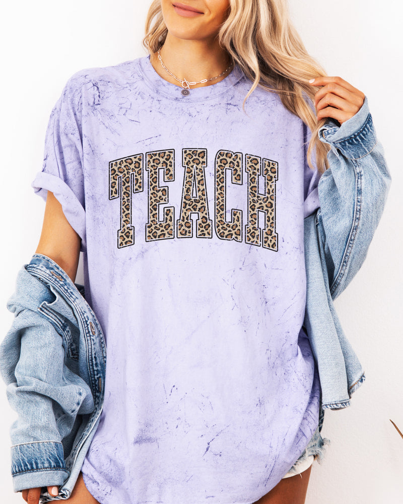 Teach Teacher LEOPARD Comfort Colors Garment-Dyed T-Shirt