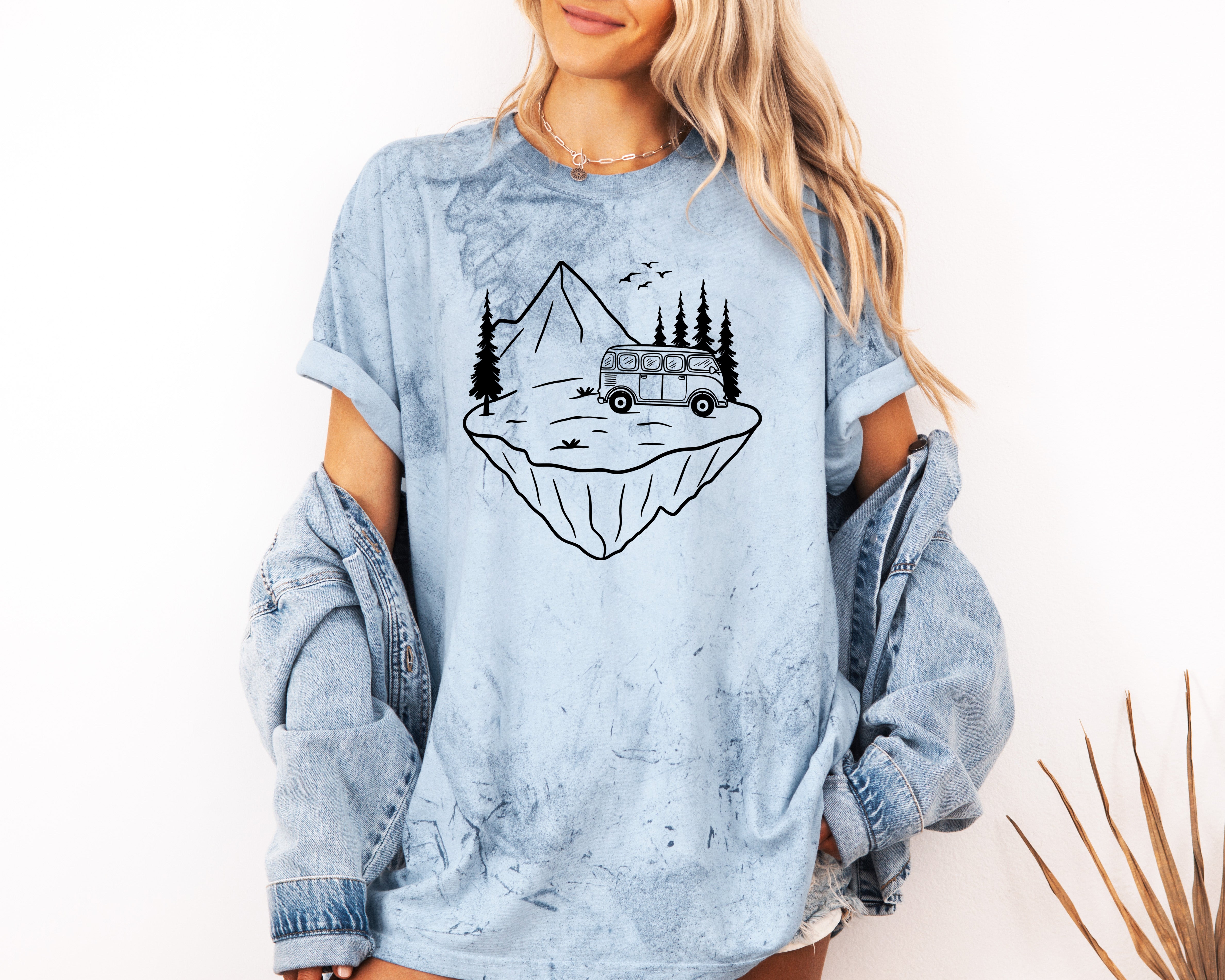 Desert Camping Hiking Mountain Nature Garment Dyed T Shirt