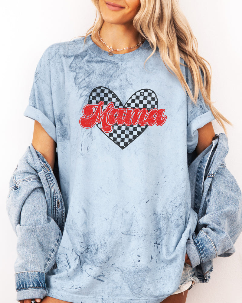 Mama Love Comfort Colors T Shirt (Checkered)