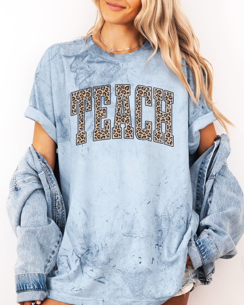 Teach Teacher LEOPARD Comfort Colors Garment-Dyed T-Shirt