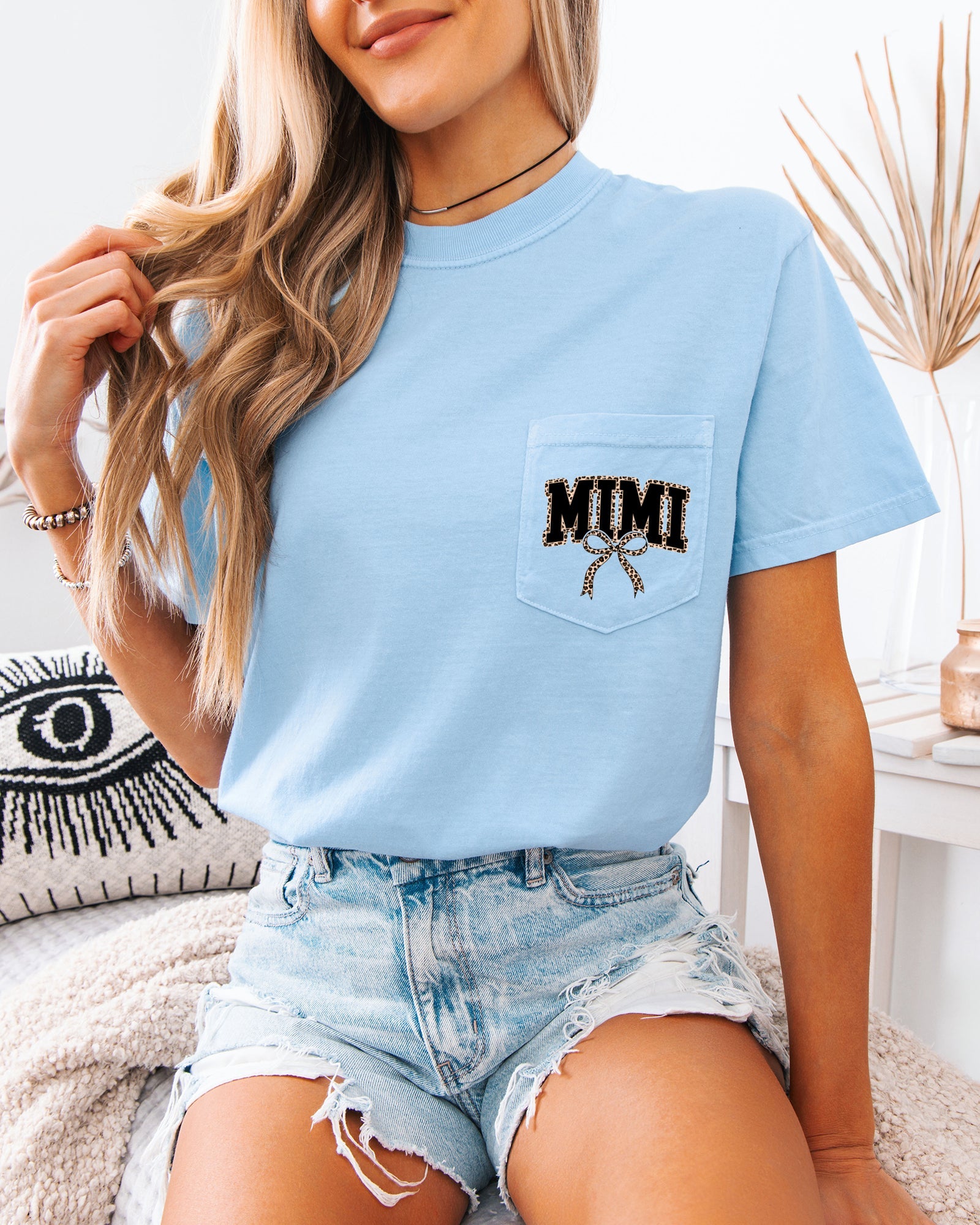 Mimi Mother's day Mom Comfort Colors Pocket T Shirt (Leopard)