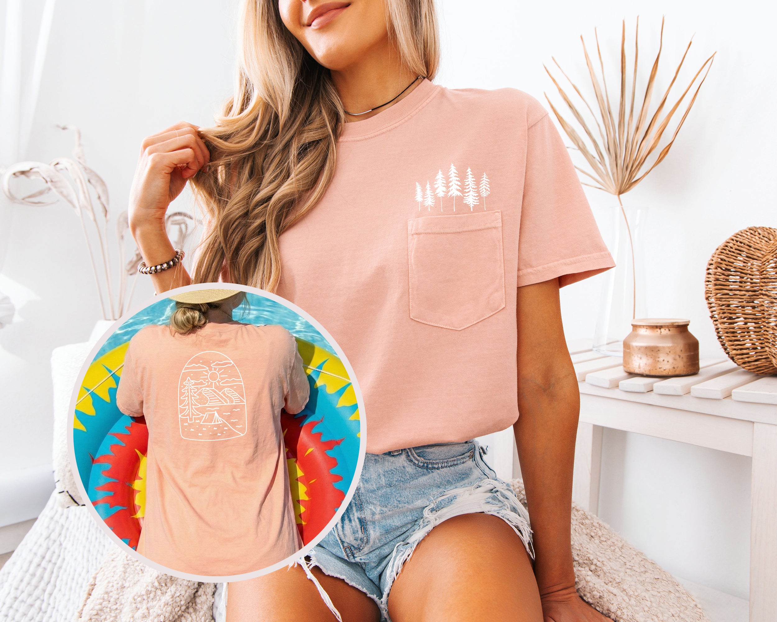 Camping Nature 100% cotton Comfort Colors Pocket T-Shirt – Outdoor Graphic Tee