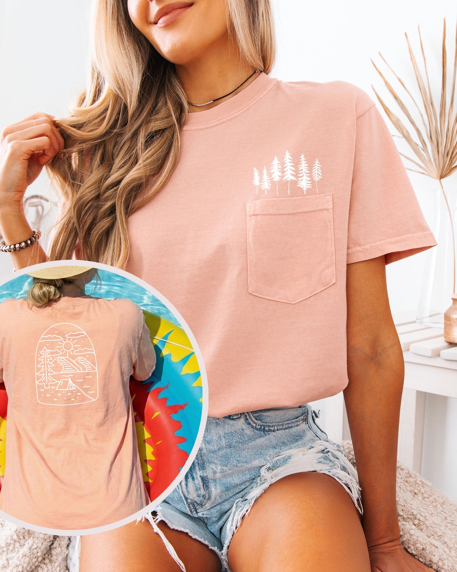 Camping Nature 100% cotton Comfort Colors Pocket T-Shirt – Outdoor Graphic Tee