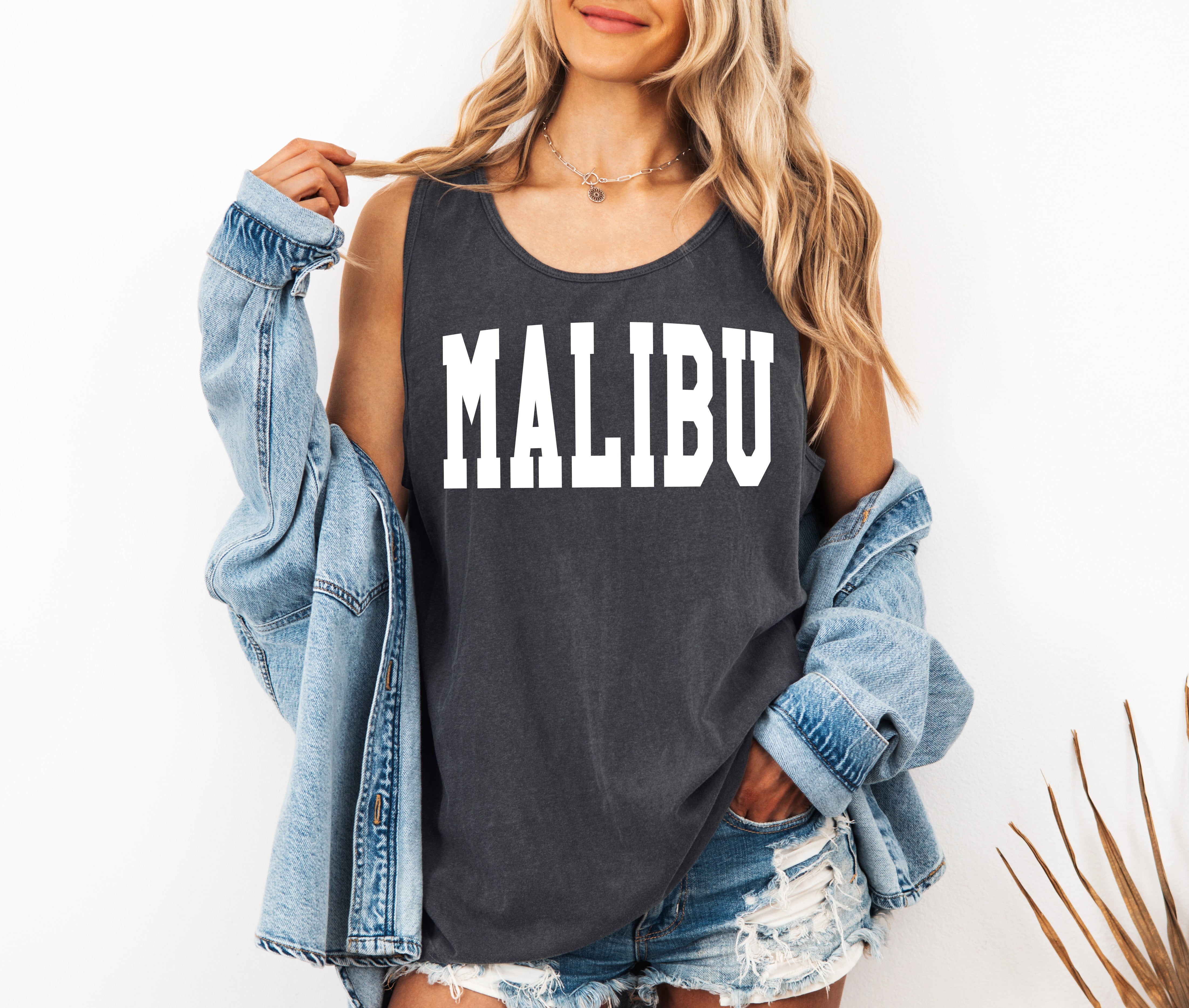 Malibu California State City Comfort Colors Tank Top – USA Travel Vacation Beach Summer