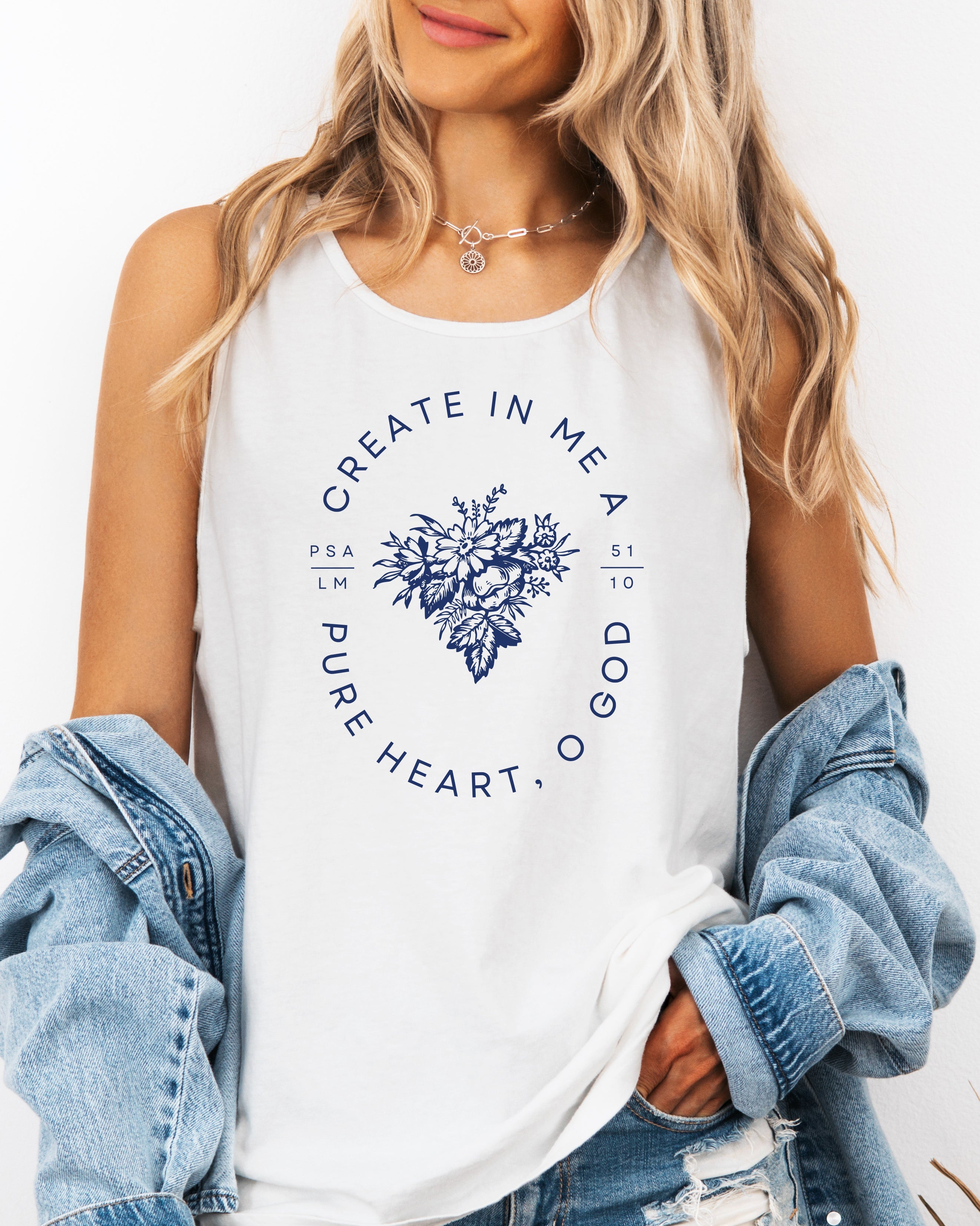 Create in me a pure heart Christian Comfort Colors Tank Top Faith Bible Jesus