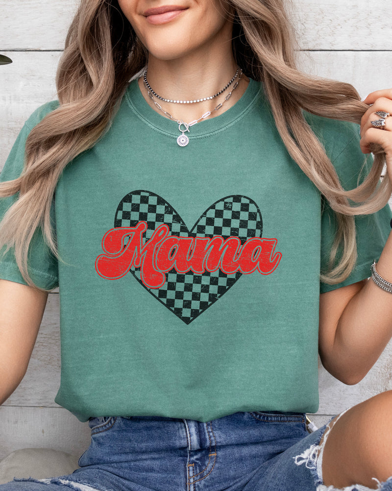 Mama Love Comfort Colors T Shirt (Checkered)