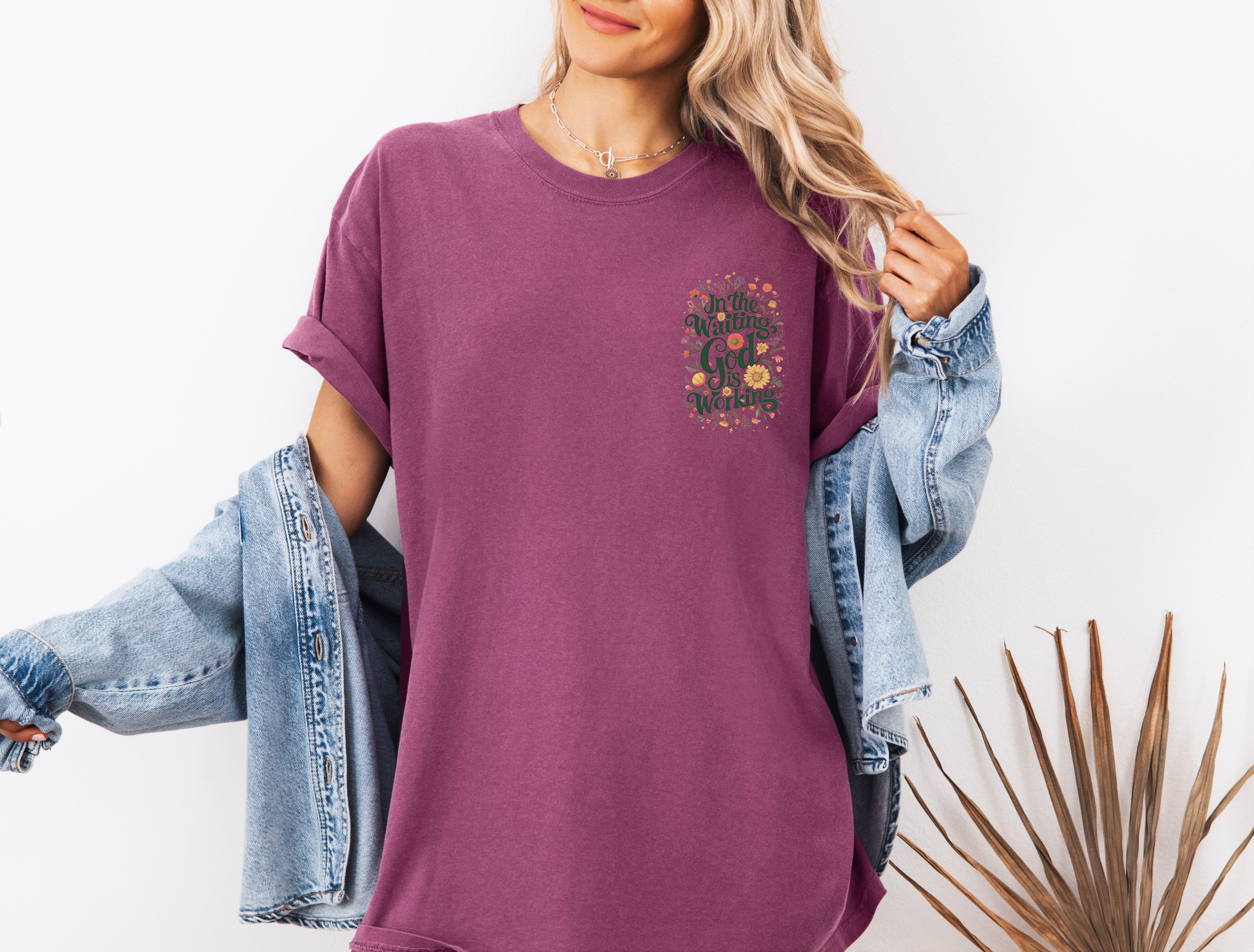 In the waiting God is working Christian Comfort Colors Garment Dyed T Shirt