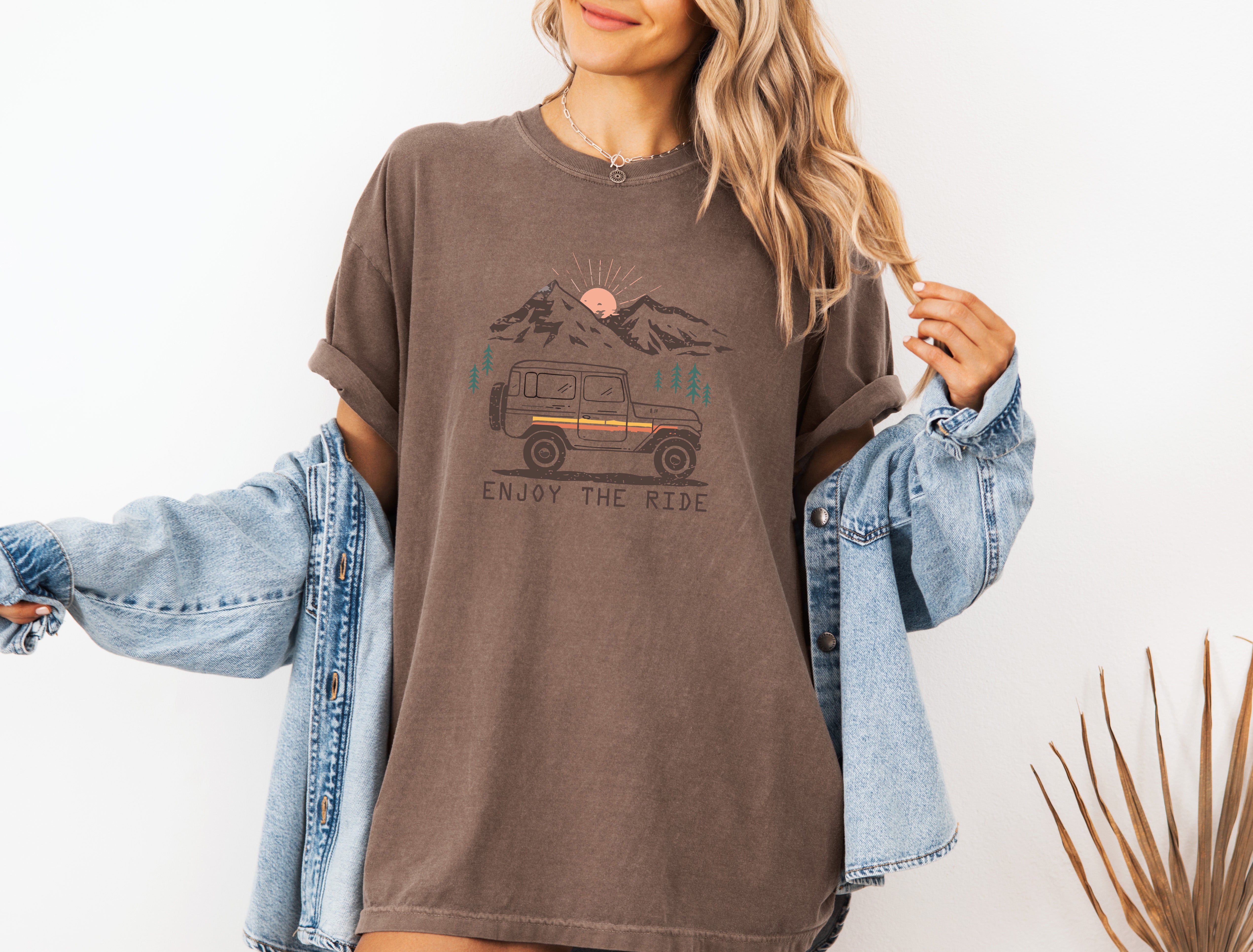 Enjoy the Ride Camping Hiking Mountain Nature Comfort Colors T Shirt