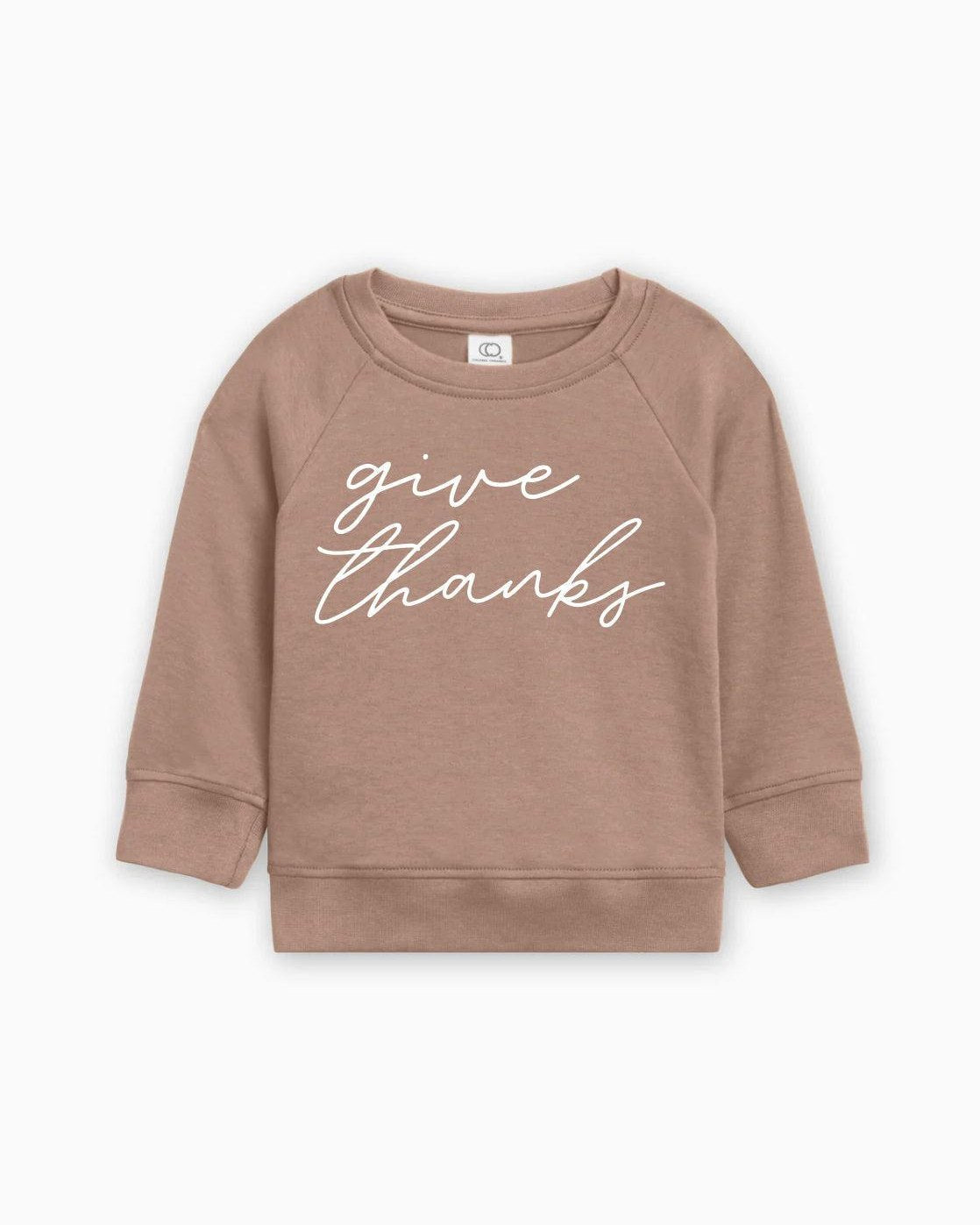 Give Thanks Organic Cotton Baby Toddler Pullover for Thanksgiving day