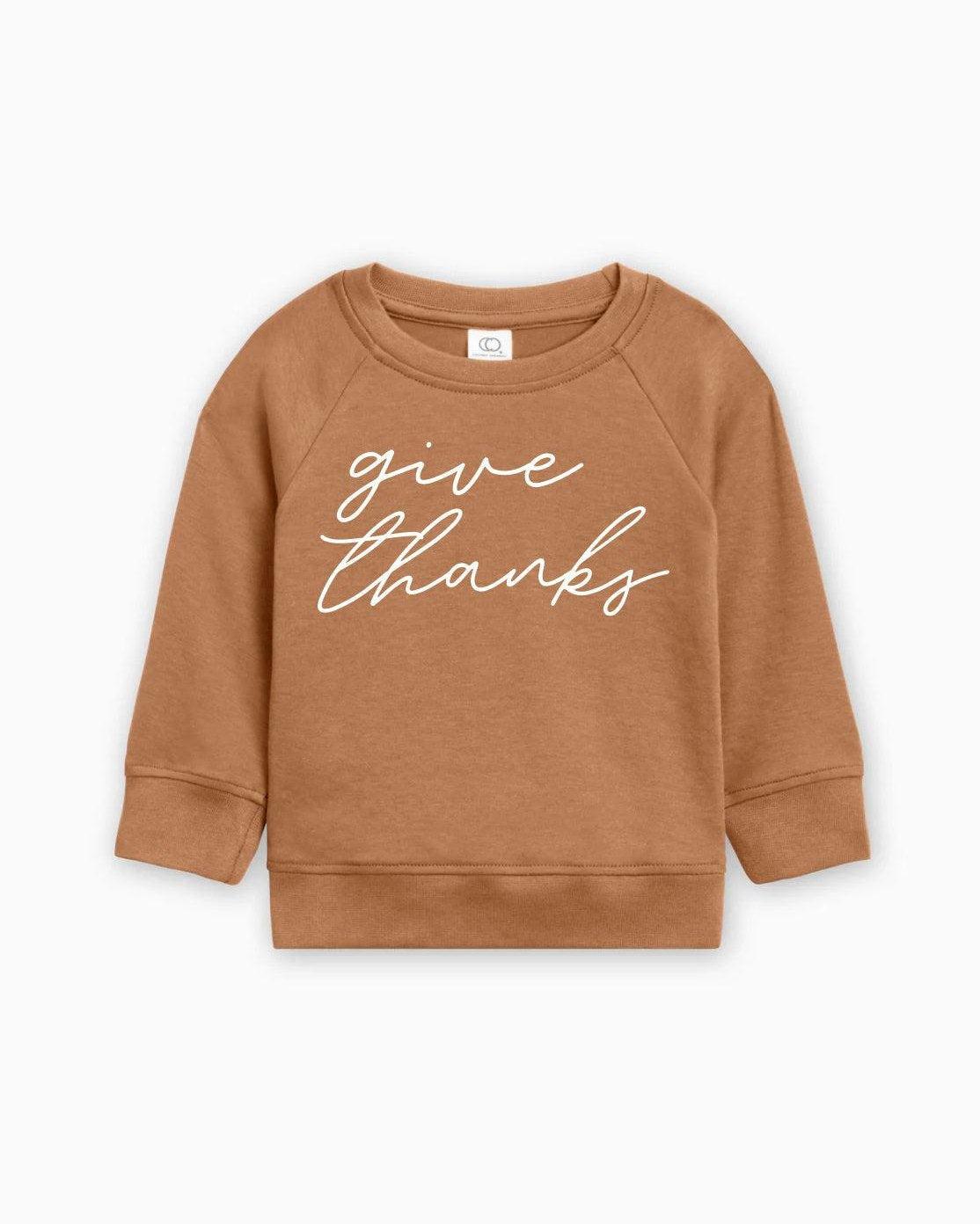 Give Thanks Organic Cotton Baby Toddler Pullover for Thanksgiving day