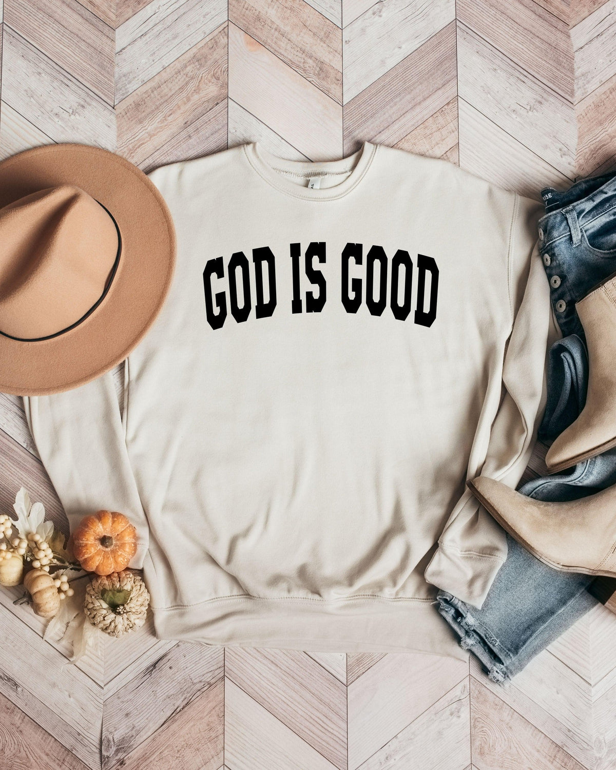 God is Good Christian Bible Sponge Fleece Crewneck Sweatshirt