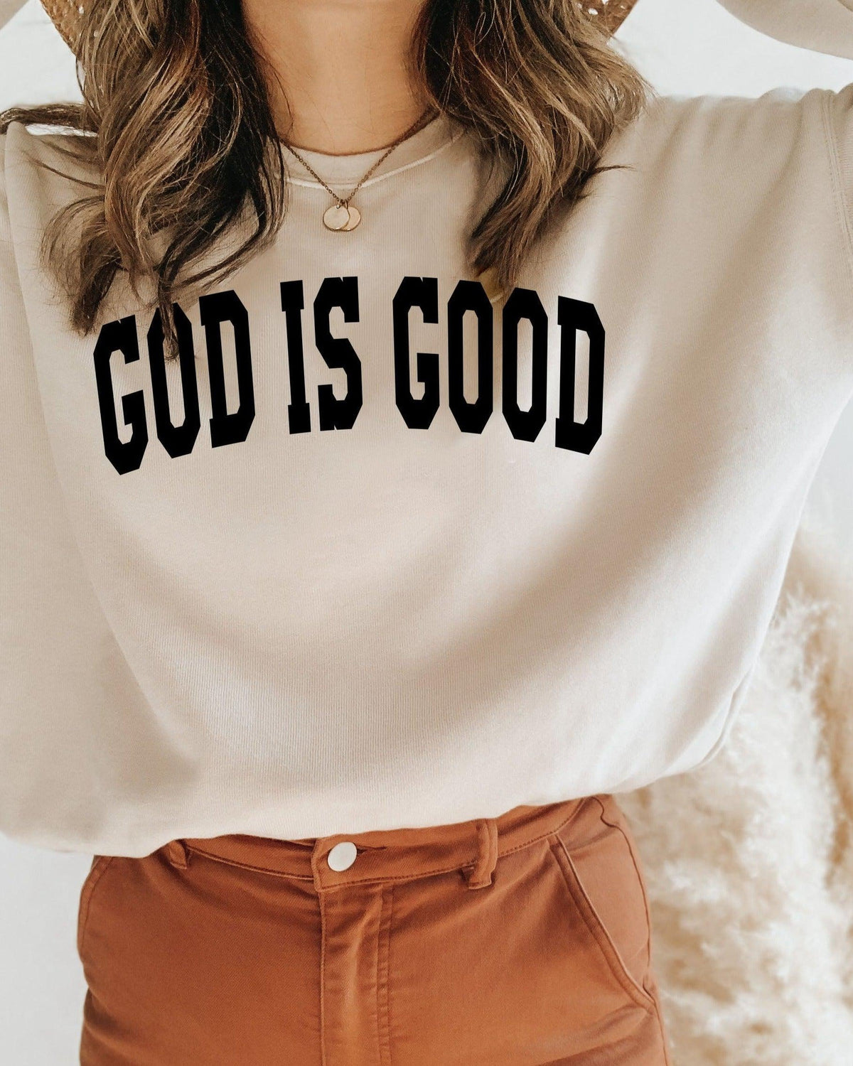God is Good Christian Bible Sponge Fleece Crewneck Sweatshirt