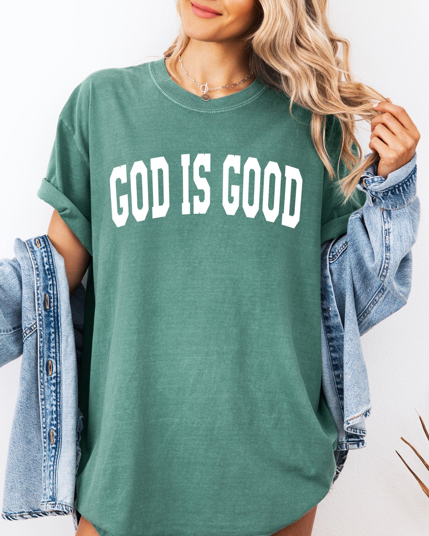 God is good Christian Comfort Colors Garment Dyed T Shirt (high school font)