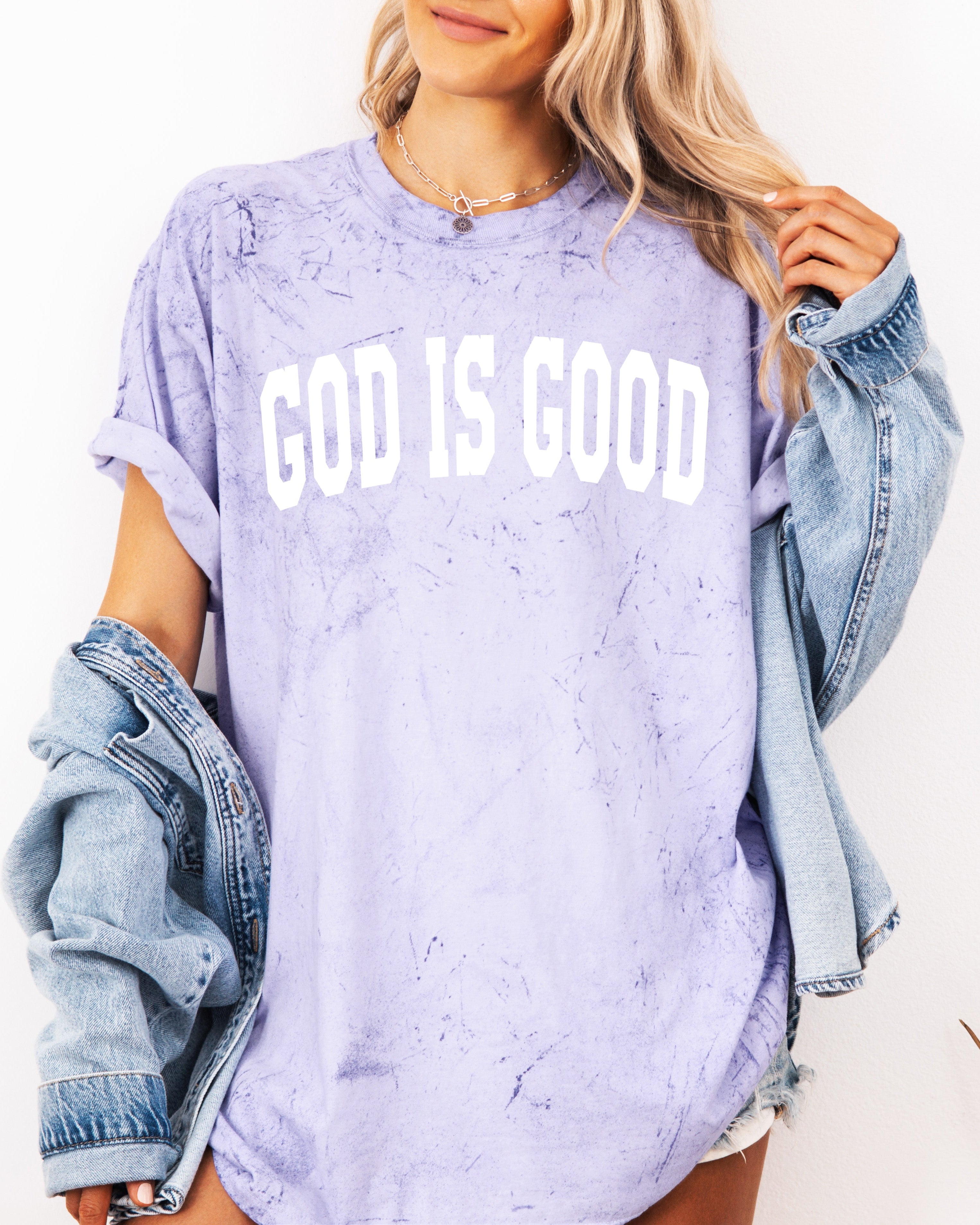 God is good Christian Comfort Colors Garment Dyed T Shirt (high school font)