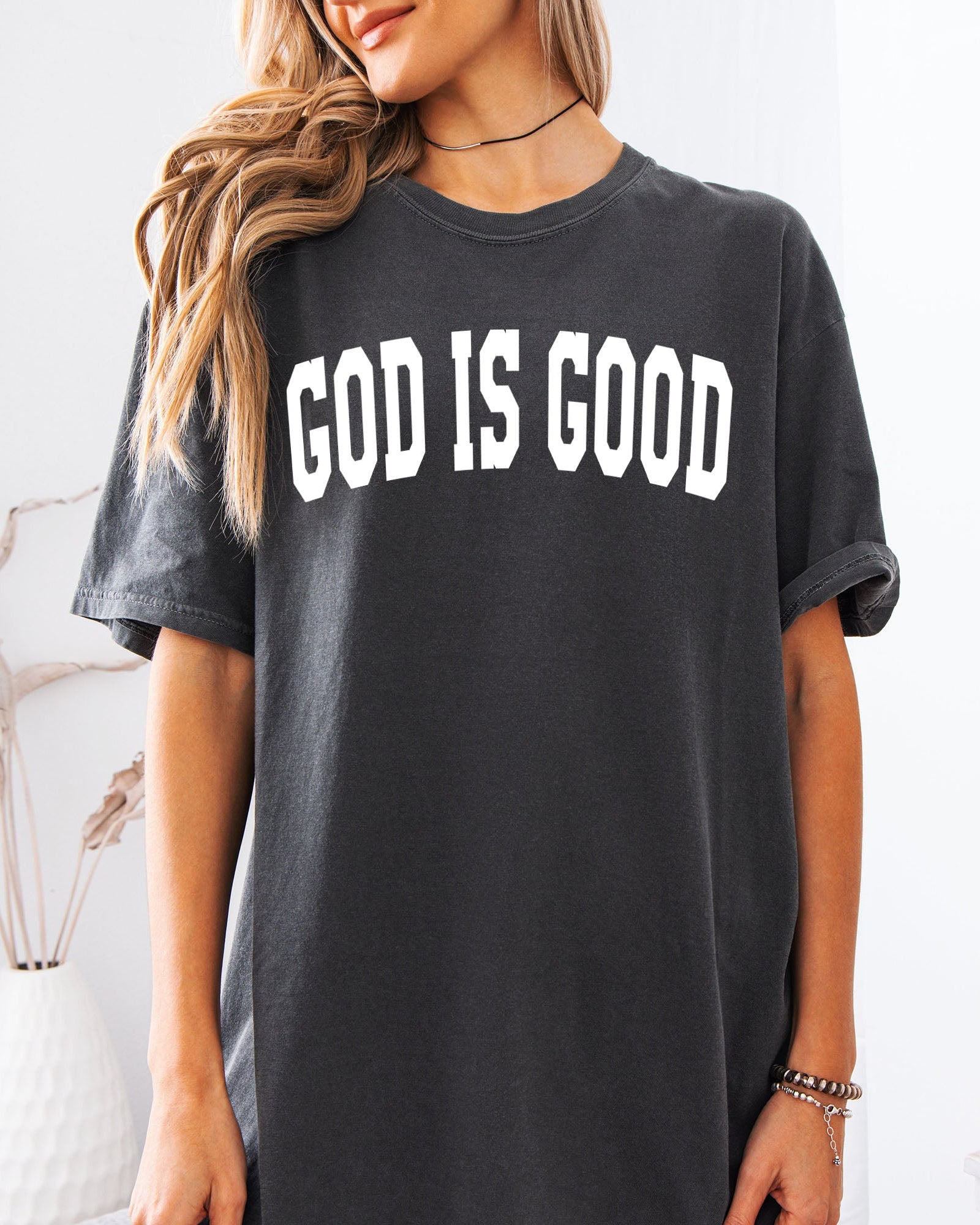God is good Christian Comfort Colors Garment Dyed T Shirt (high school font)