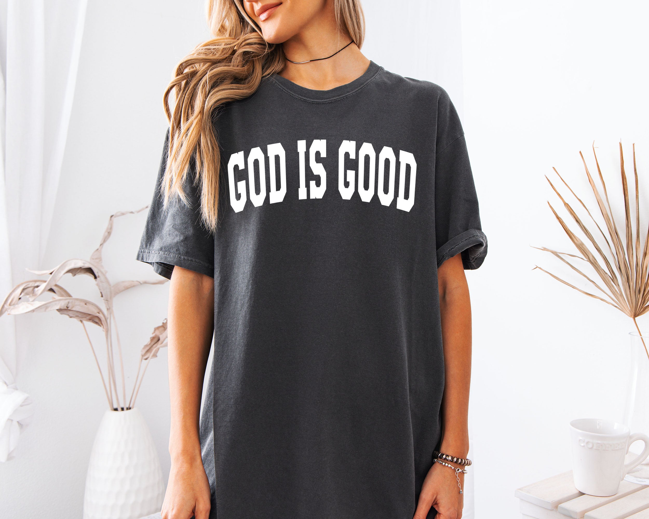 God is good Christian Comfort Colors Garment Dyed T Shirt (high school font)