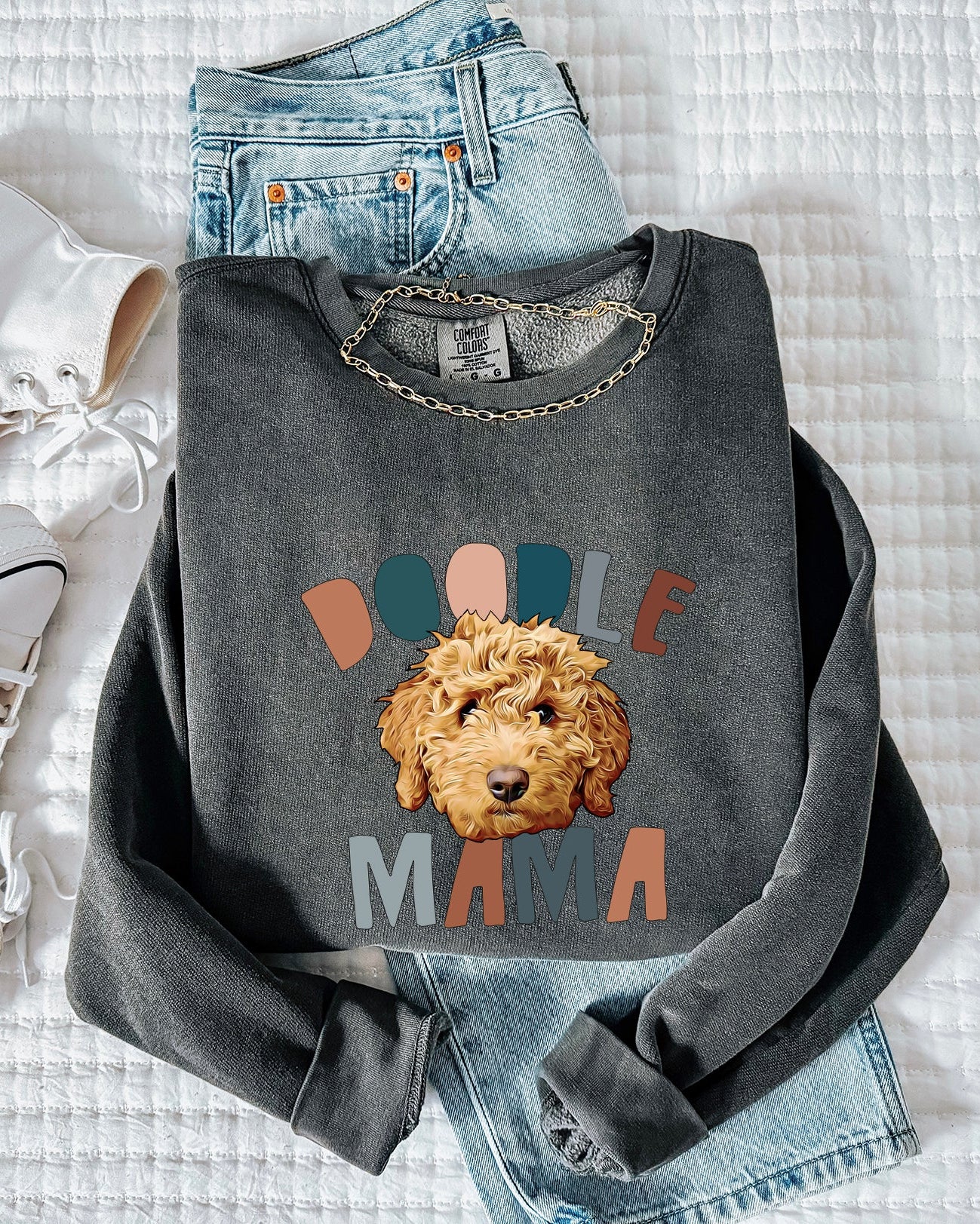 Golden Doodle Dog Mom Fall Garment Dyed Comfort Colors Sweatshirt