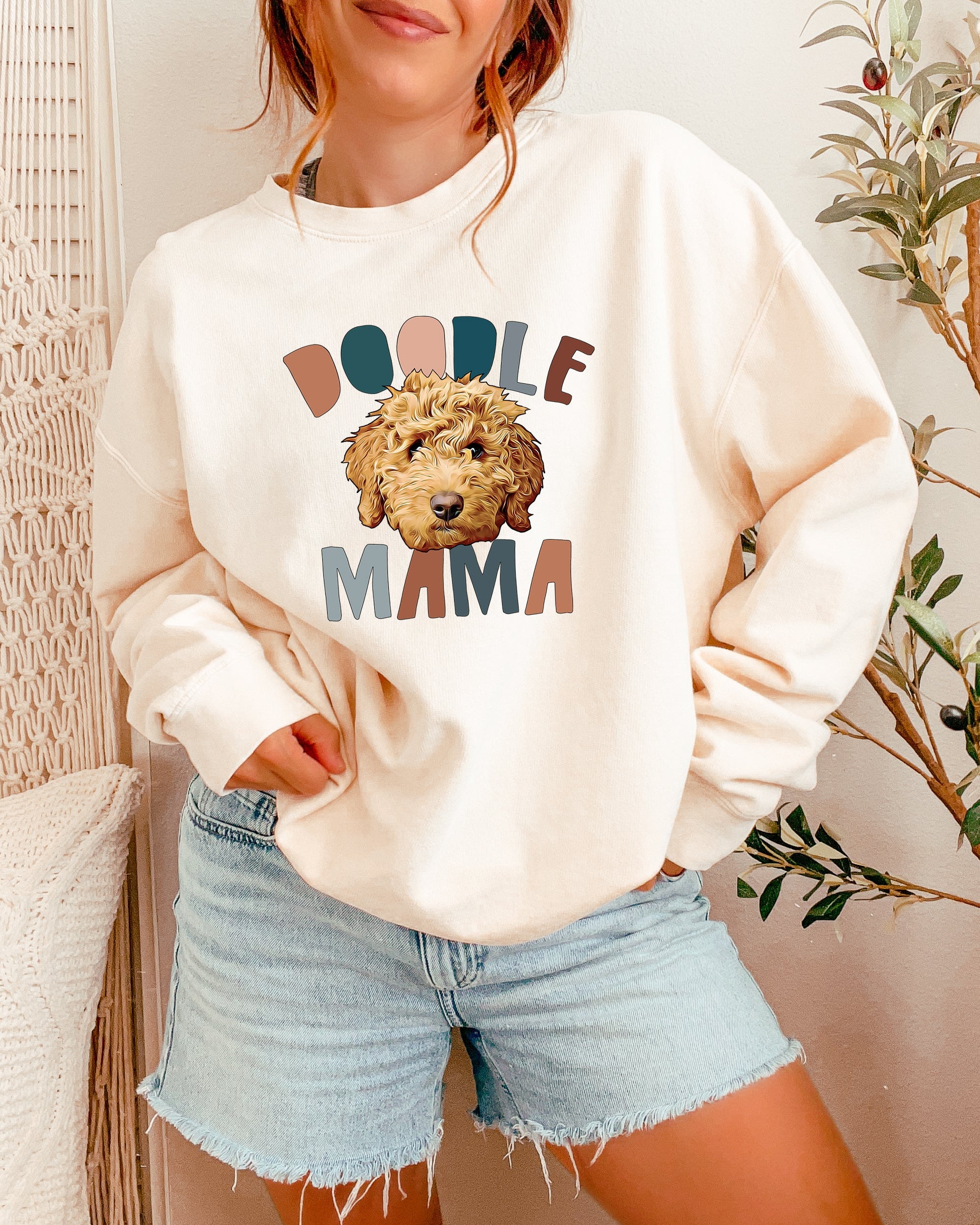 Golden Doodle Dog Mom Fall Garment Dyed Comfort Colors Sweatshirt