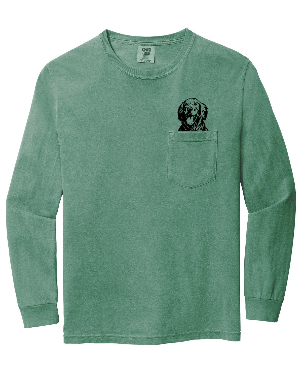 Golden Retriever Dog Mom Pocket Comfort Colors Long Sleeve Shirt