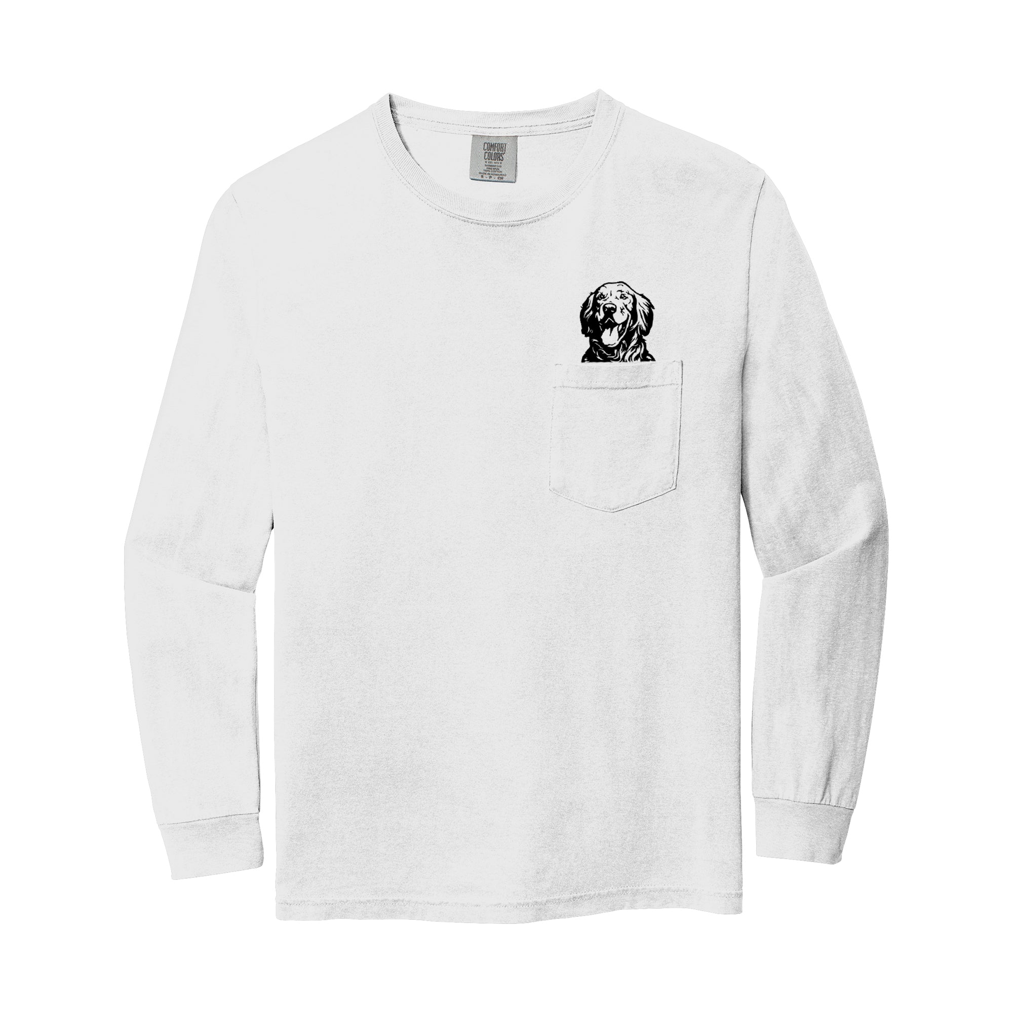 Golden Retriever Dog Mom Pocket Comfort Colors Long Sleeve Shirt