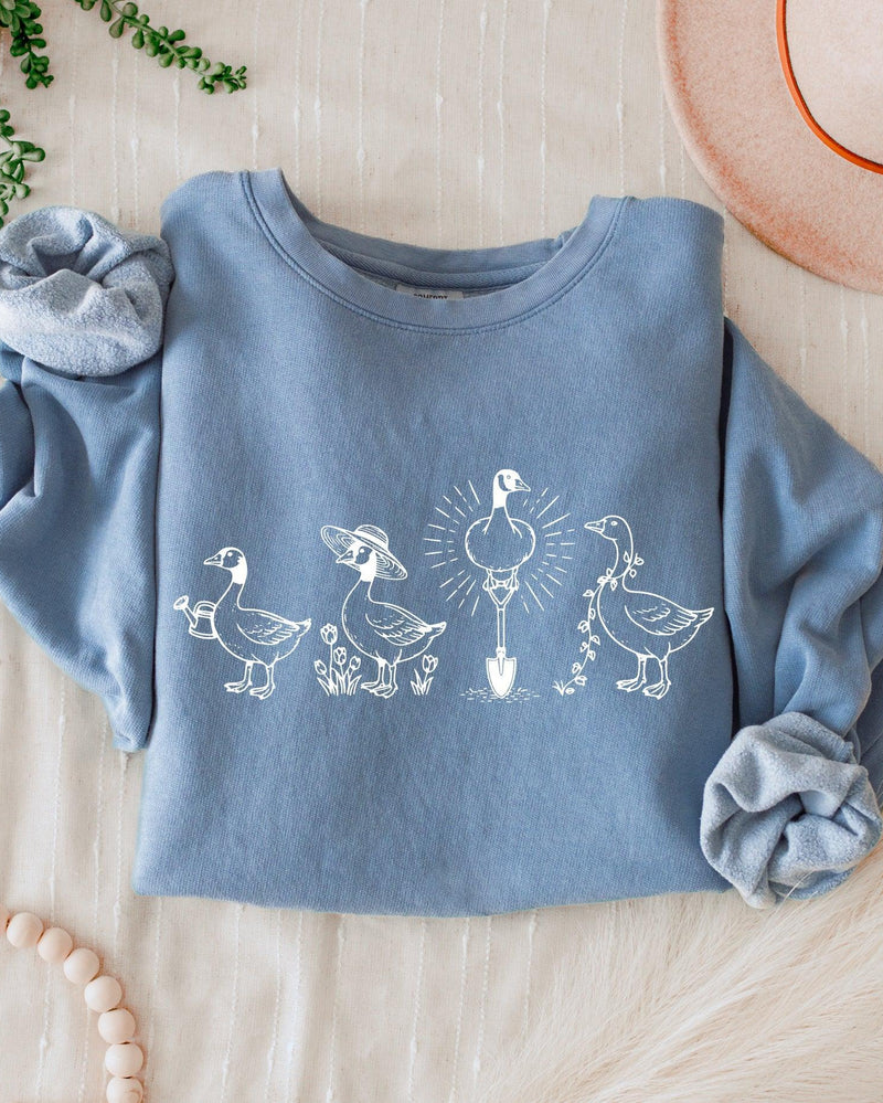 Goose Gardening Plant Lady Graphic Garment Dyed Comfort Colors Sweatshirt
