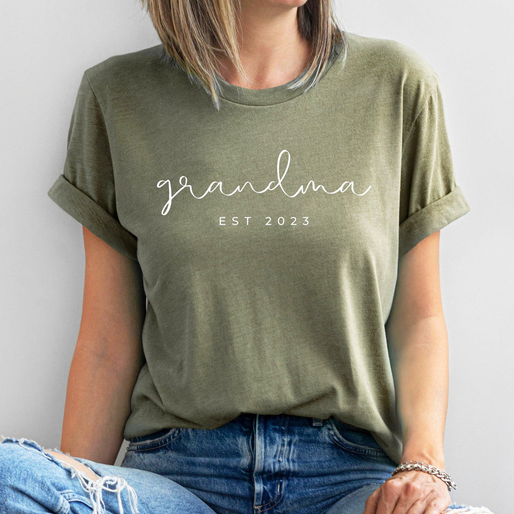 Grandma Est year Personalization Classic Soft Short Sleeve Shirt (Cursive)