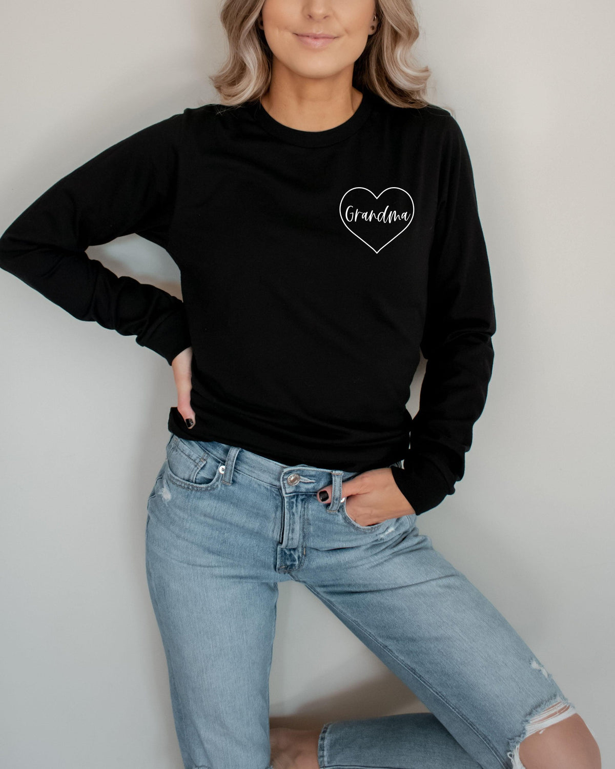 Grandma Long Sleeve Tshirt | Mother's day (Heart Around)