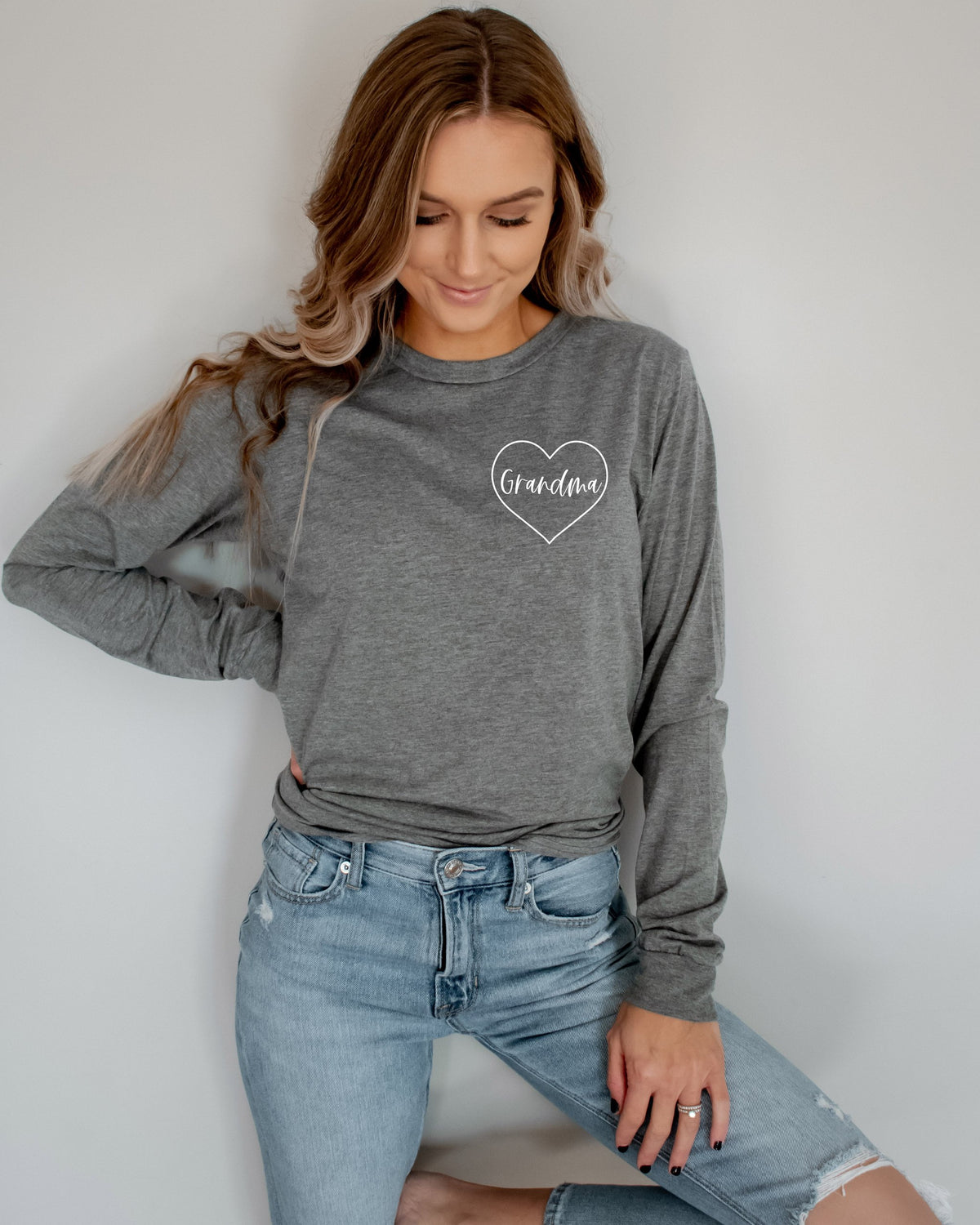 Grandma Long Sleeve Tshirt | Mother's day (Heart Around)