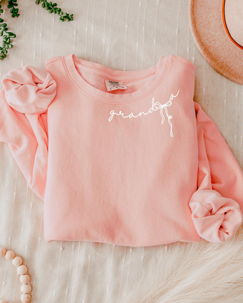 Grandma Ribbon Garment Dyed Comfort Colors Sweatshirt (Around Neck)