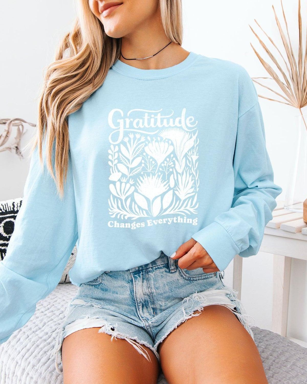 Gratitude Fall Thanksgiving Day Christian Comfort Colors Long Sleeve Shirt