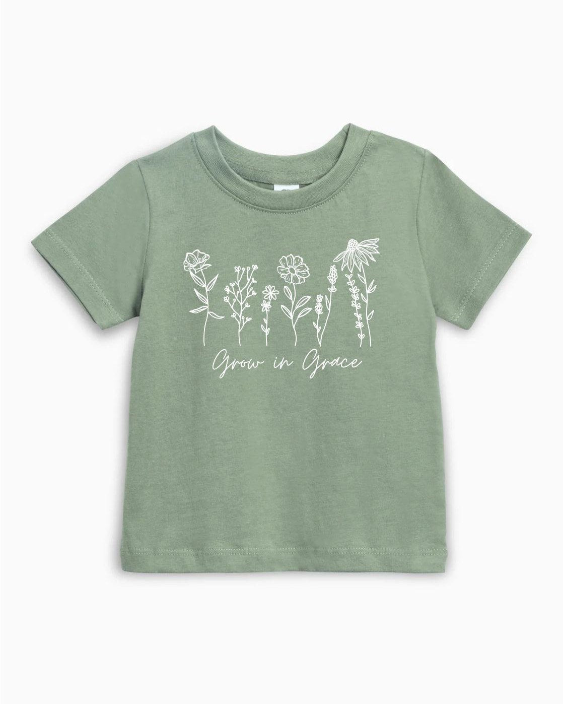 Grow In Grace Wildflowers Organic Cotton Baby And Kids Tee Easter Christian