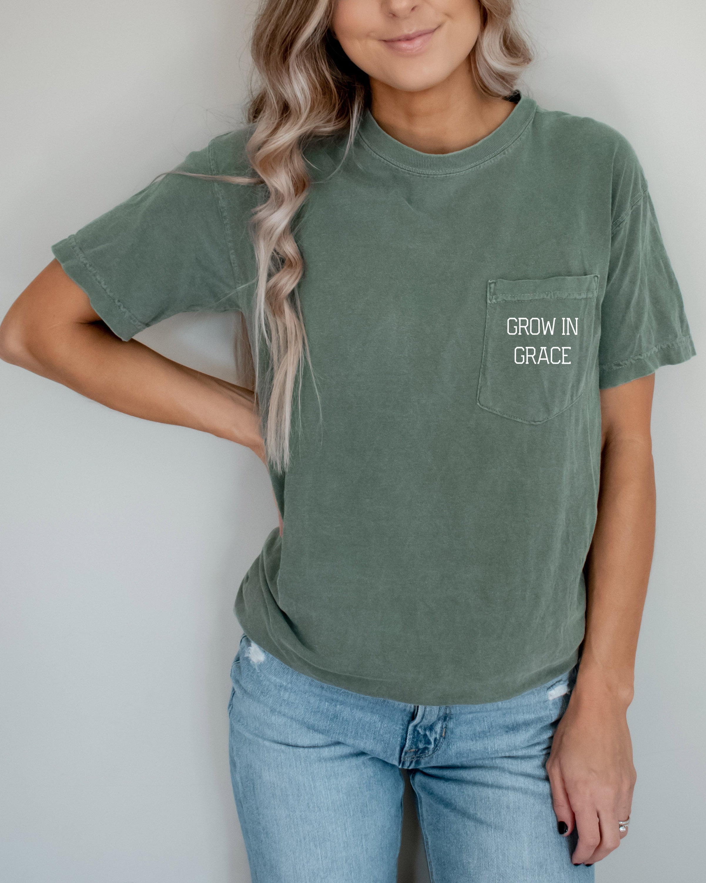 Grow in Grace Comfort Colors Pocket T Shirt | Pro life, Christian shirt