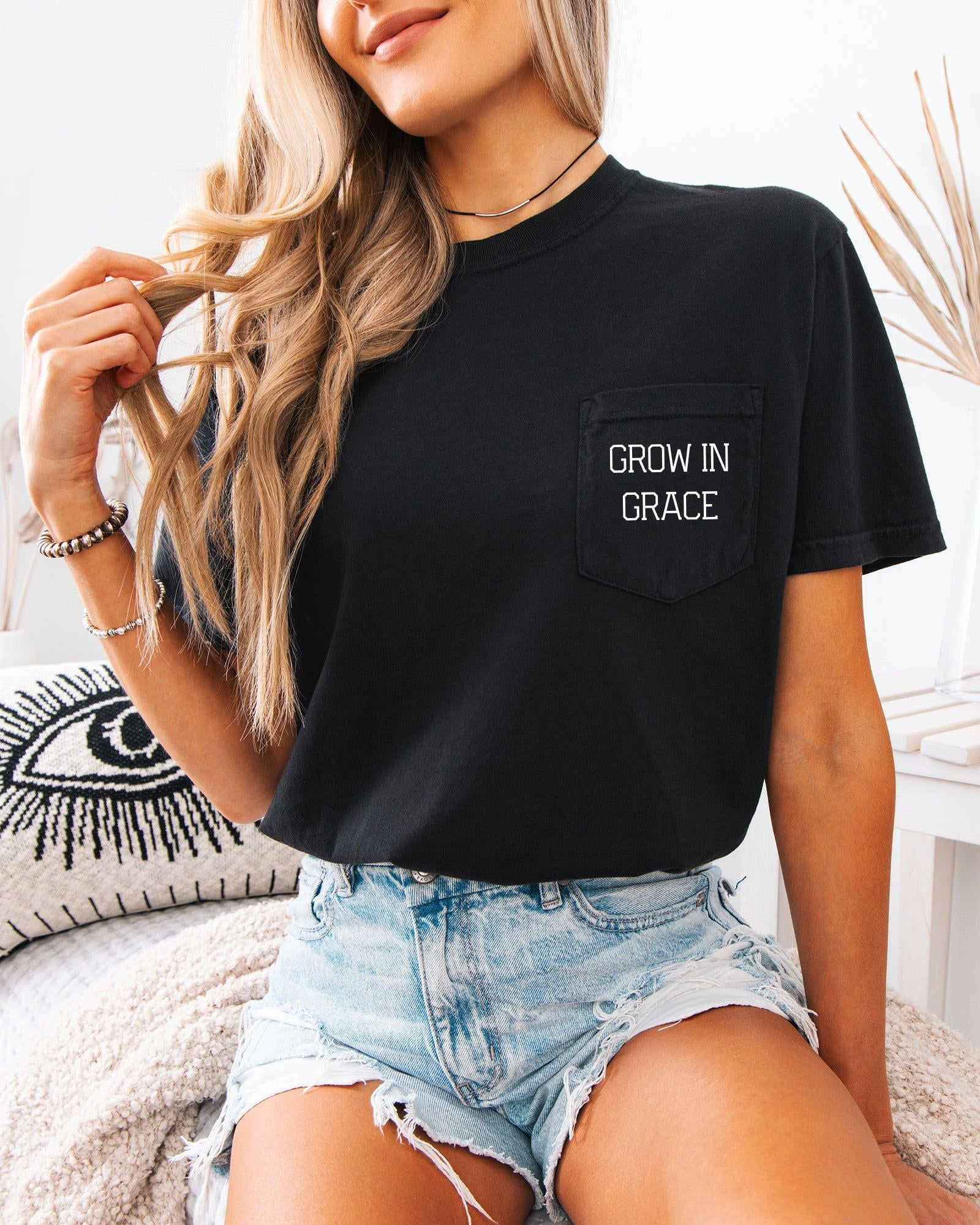Grow in Grace Comfort Colors Pocket T Shirt | Pro life, Christian shirt