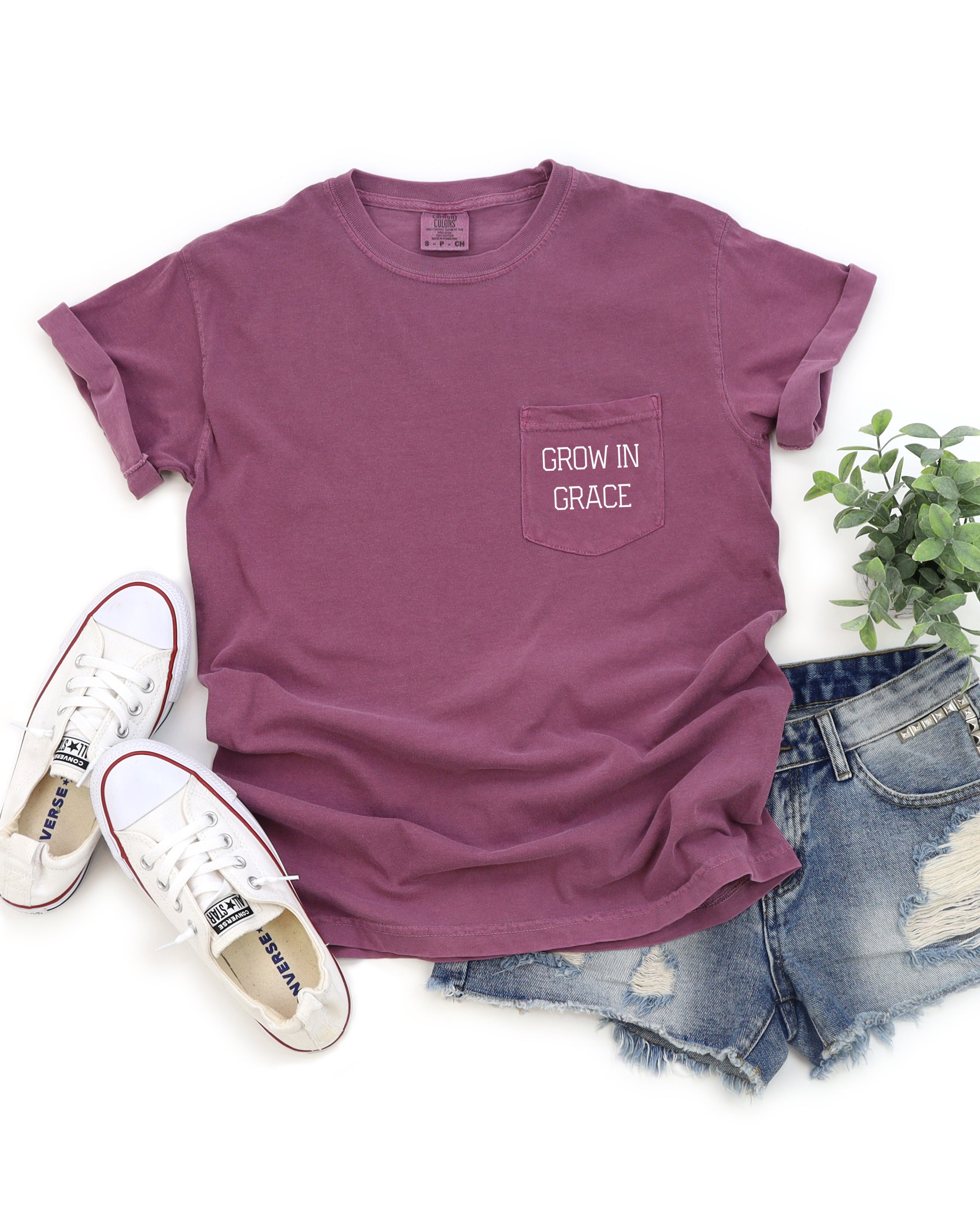 Grow in Grace Comfort Colors Pocket T Shirt | Pro life, Christian shirt