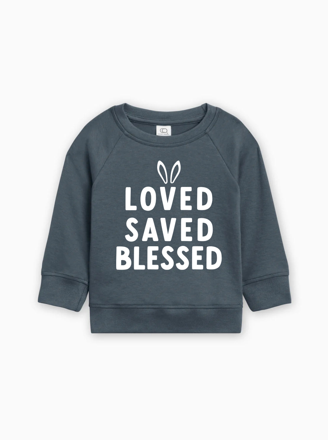 Bunny Loved Saved Blessed Easter Baby Toddler Organic Cotton Pullover