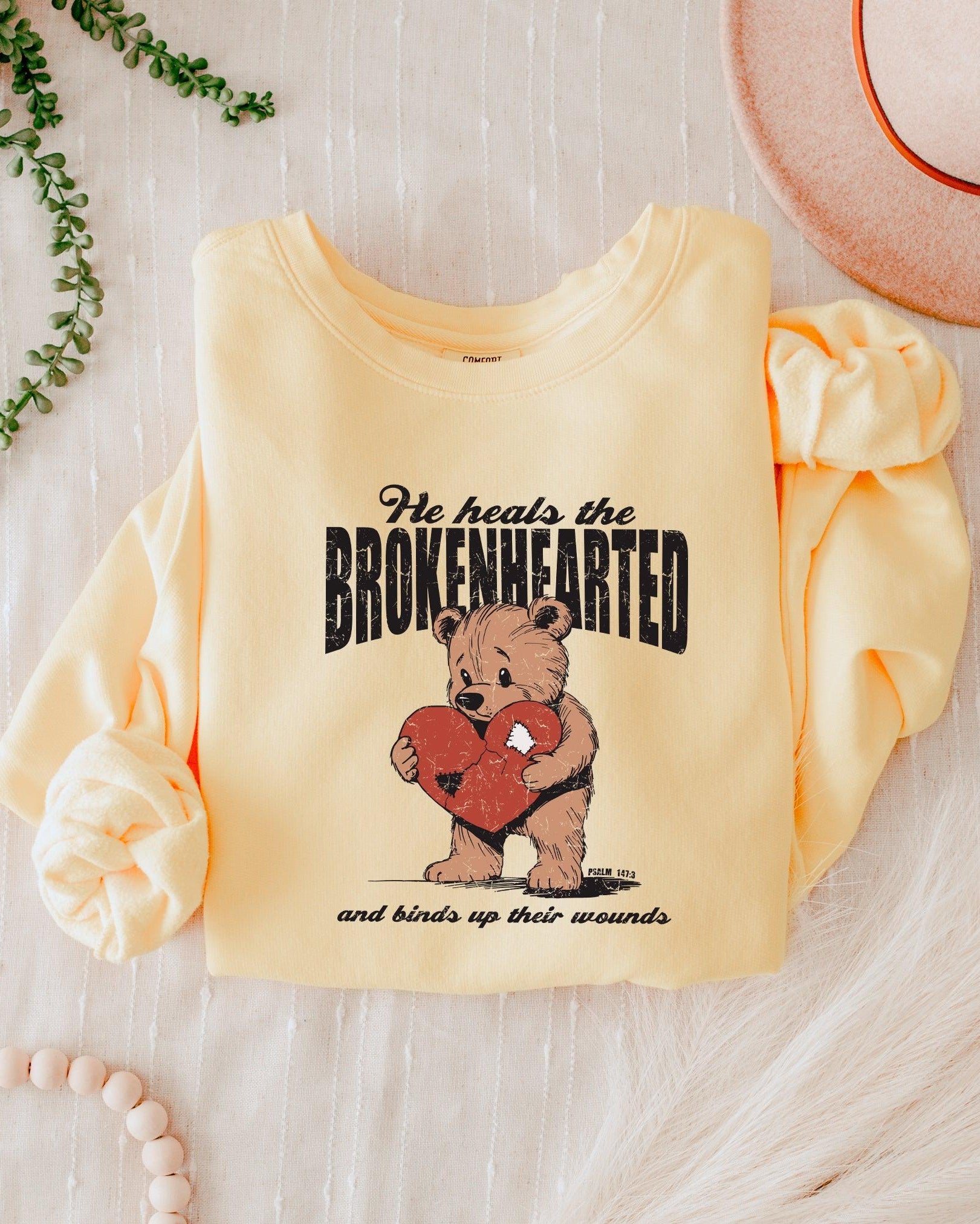He Heals The Brokenhearted Christian Garment Dyed Comfort Colors Sweatshirt