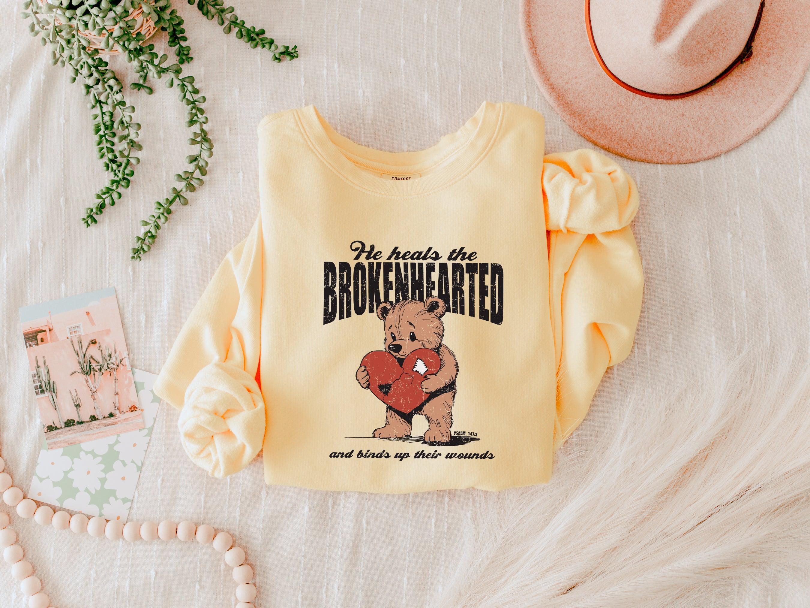 He Heals The Brokenhearted Christian Garment Dyed Comfort Colors Sweatshirt