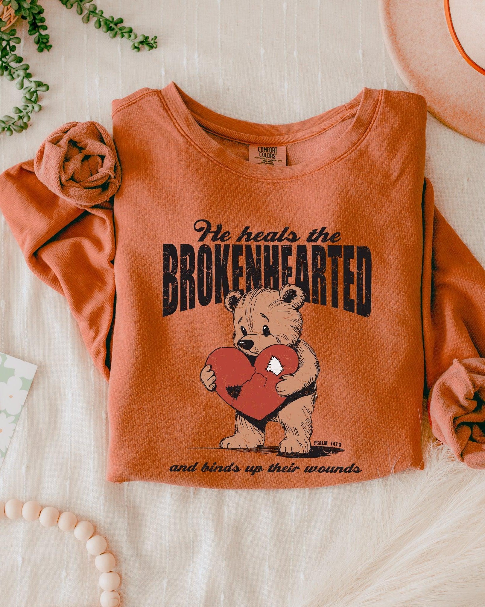 He Heals The Brokenhearted Christian Garment Dyed Comfort Colors Sweatshirt