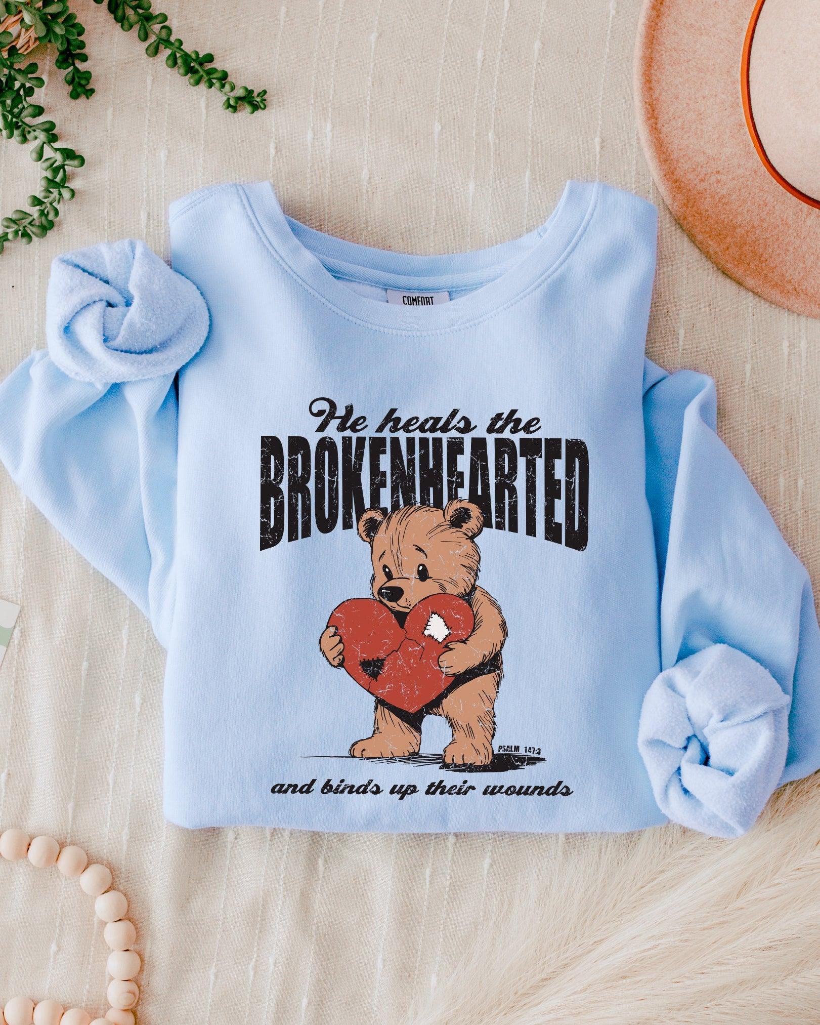 He Heals The Brokenhearted Christian Garment Dyed Comfort Colors Sweatshirt