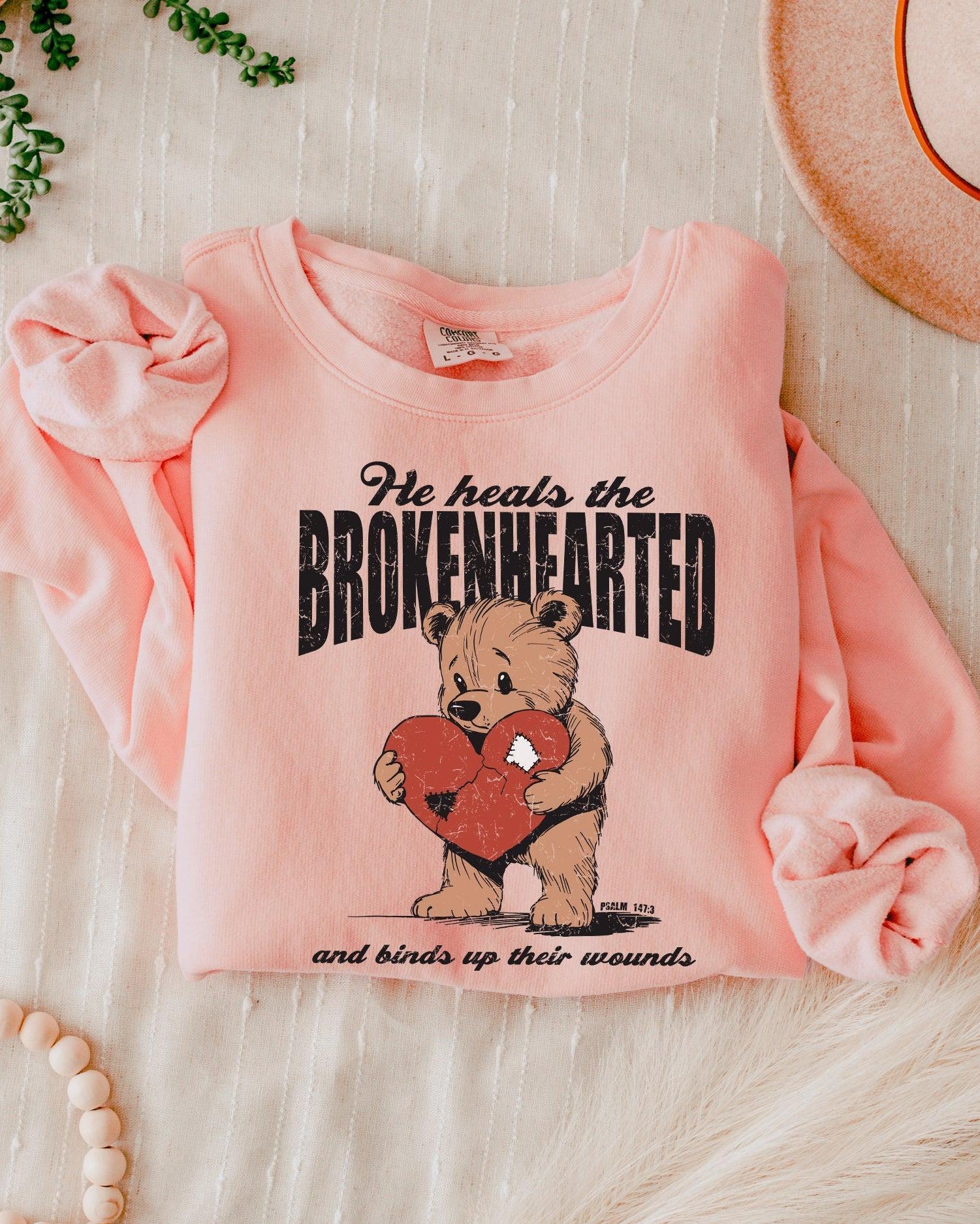 He Heals The Brokenhearted Christian Garment Dyed Comfort Colors Sweatshirt