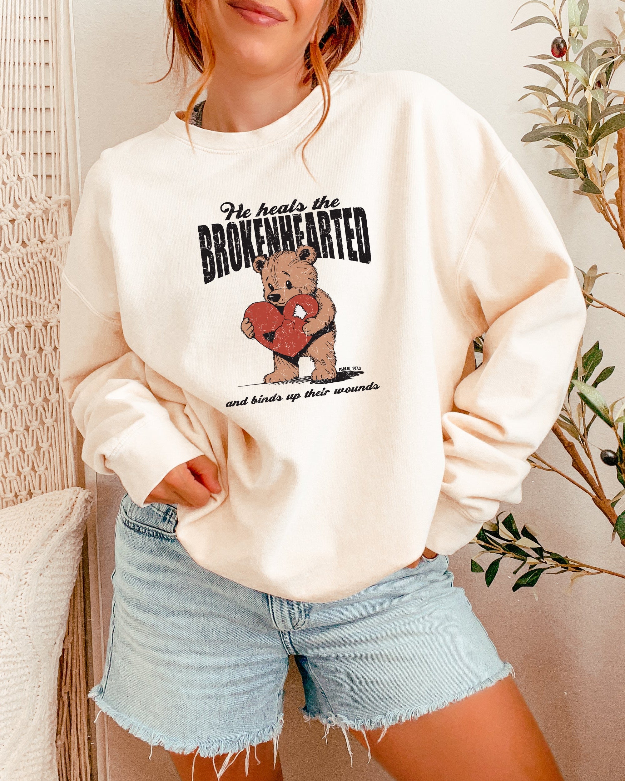 He Heals The Brokenhearted Christian Garment Dyed Comfort Colors Sweatshirt