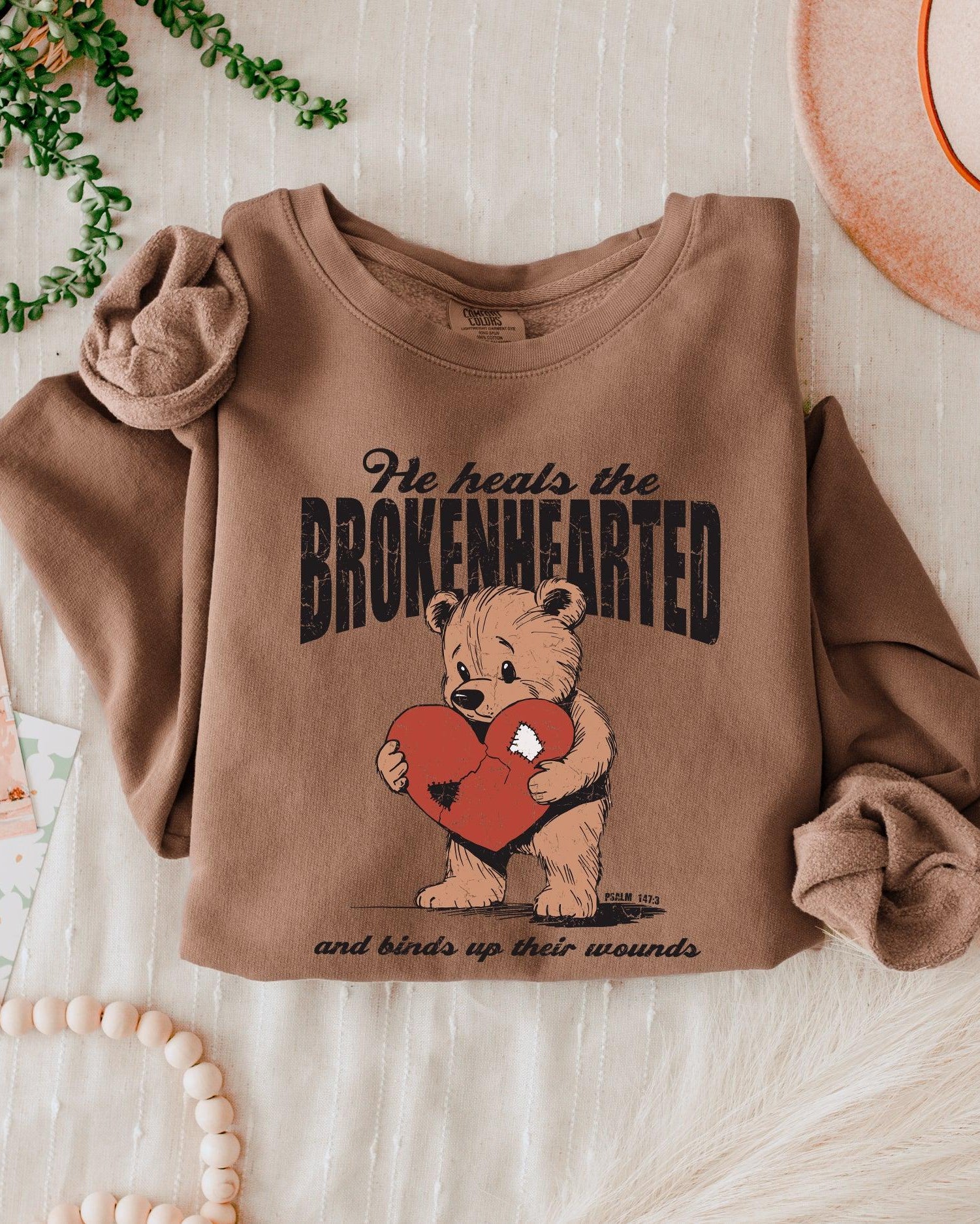 He Heals The Brokenhearted Christian Garment Dyed Comfort Colors Sweatshirt