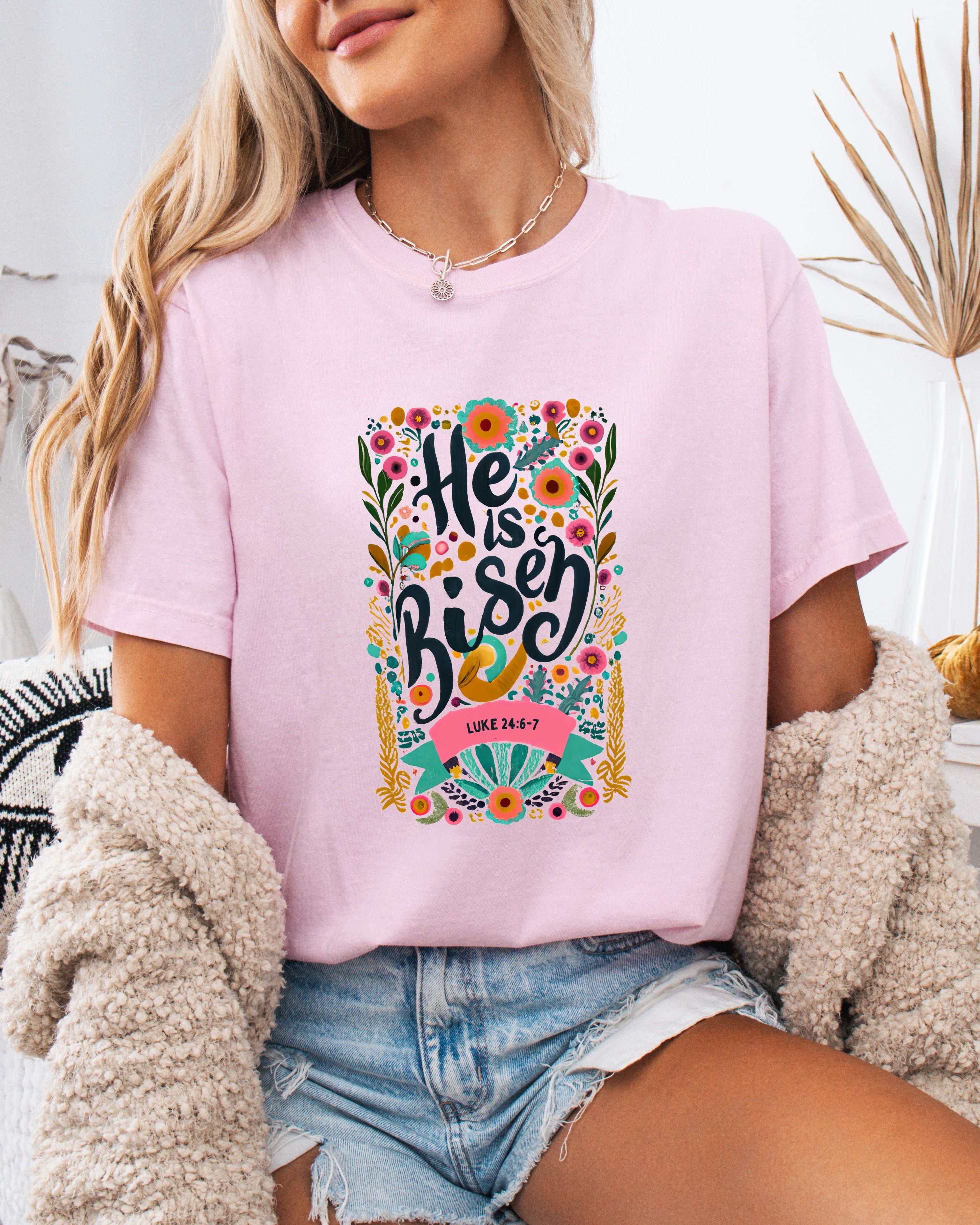 He is Risen Comfort Colors Garment Dyed Christian T Shirt (color)