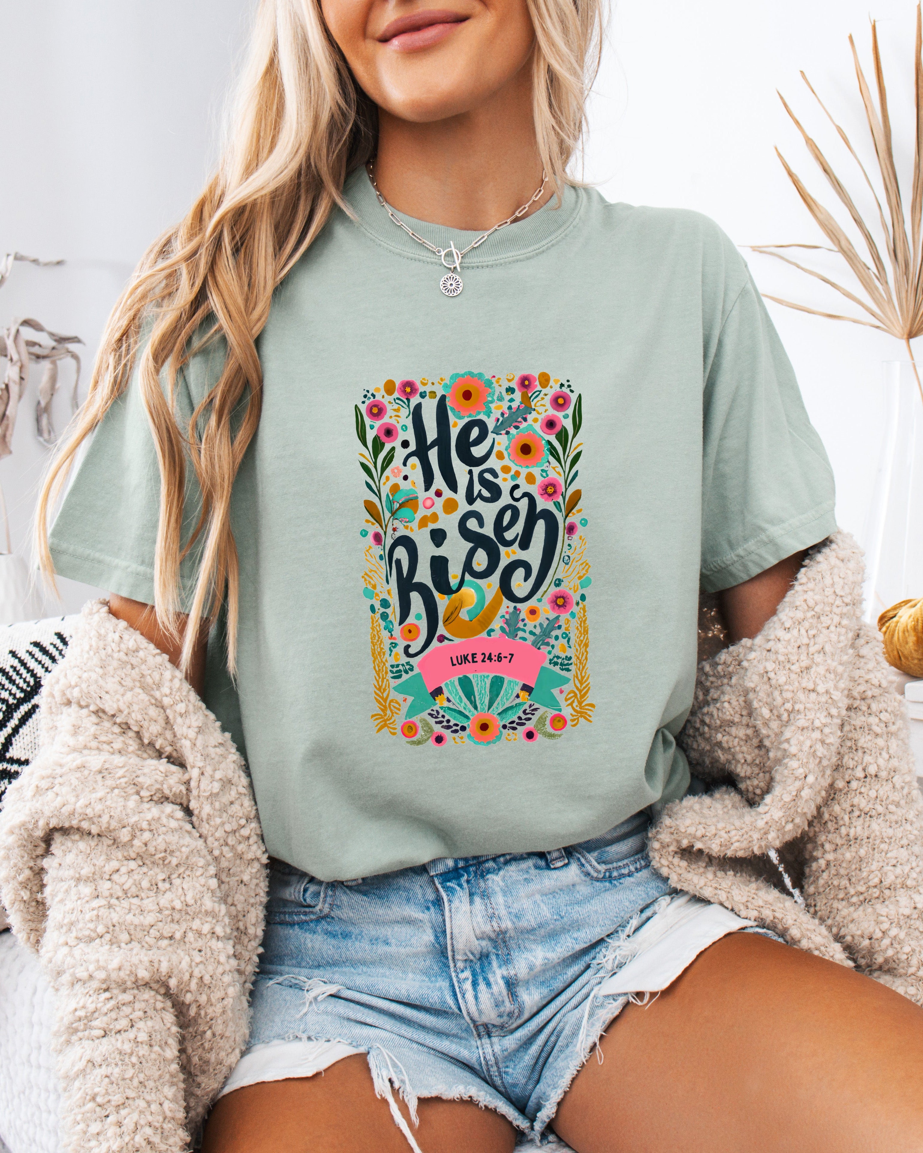 He is Risen Comfort Colors Garment Dyed Christian T Shirt (color)