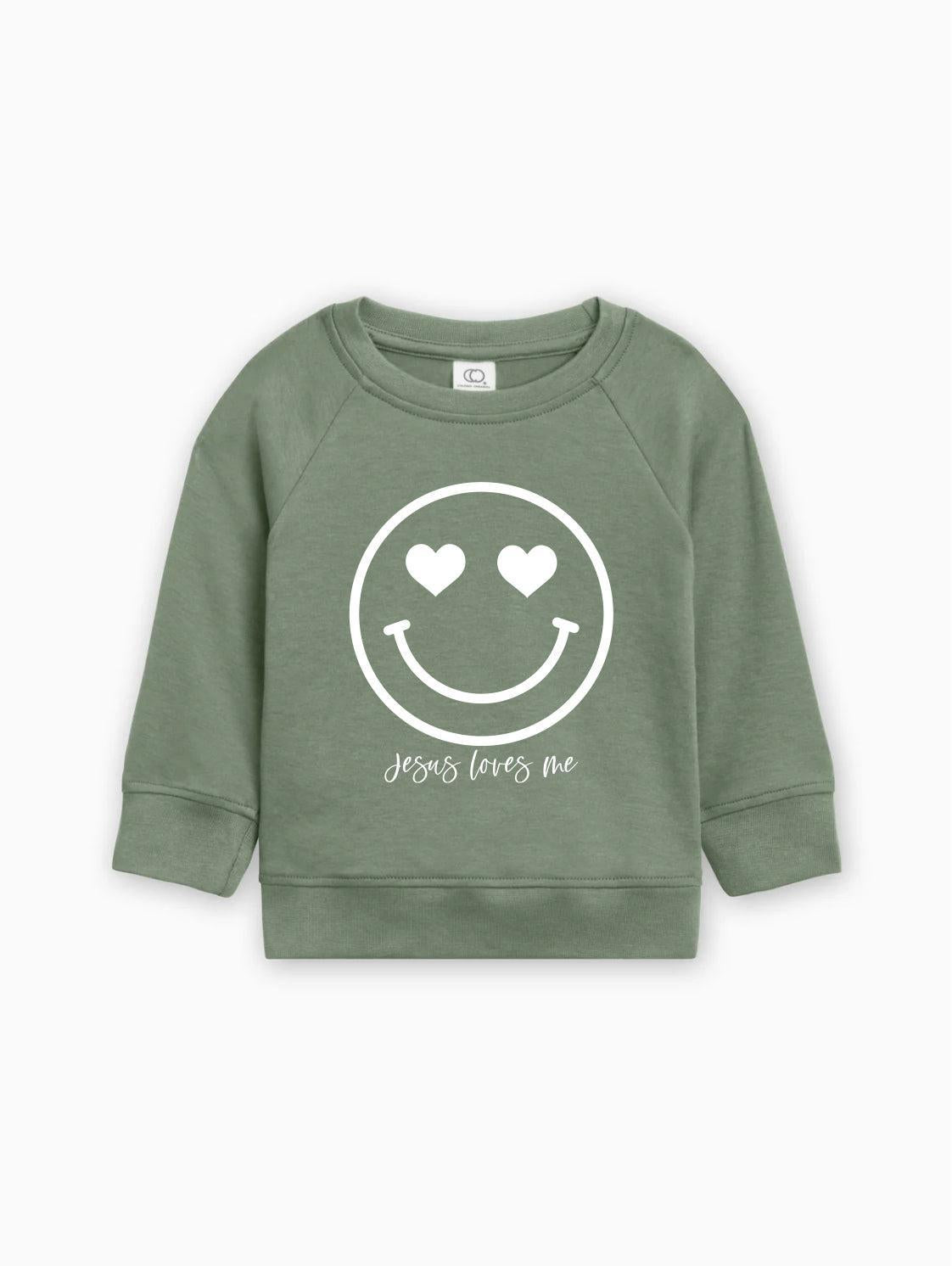 Heart Smiley Face Jesus Loves Me Easter Baby And Toddler Organic Cotton Pullover