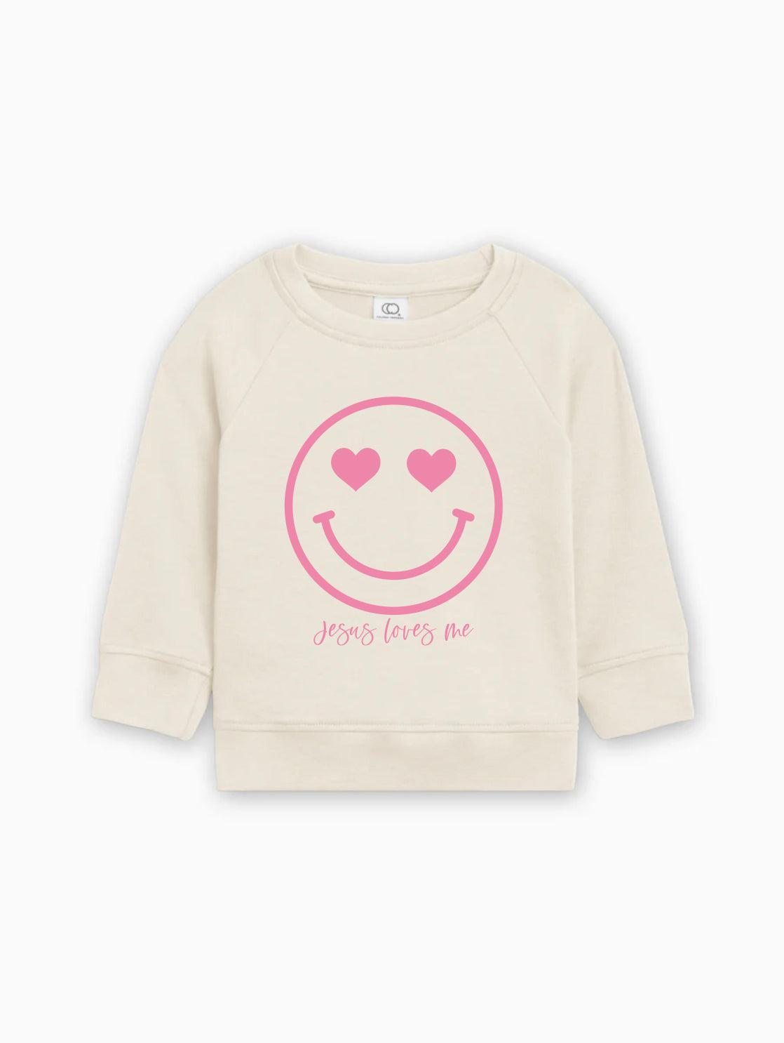 Heart Smiley Face Jesus Loves Me Easter Baby And Toddler Organic Cotton Pullover