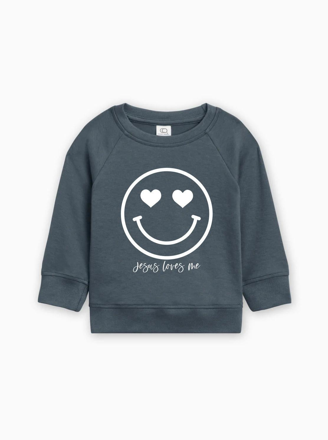 Heart Smiley Face Jesus Loves Me Easter Baby And Toddler Organic Cotton Pullover